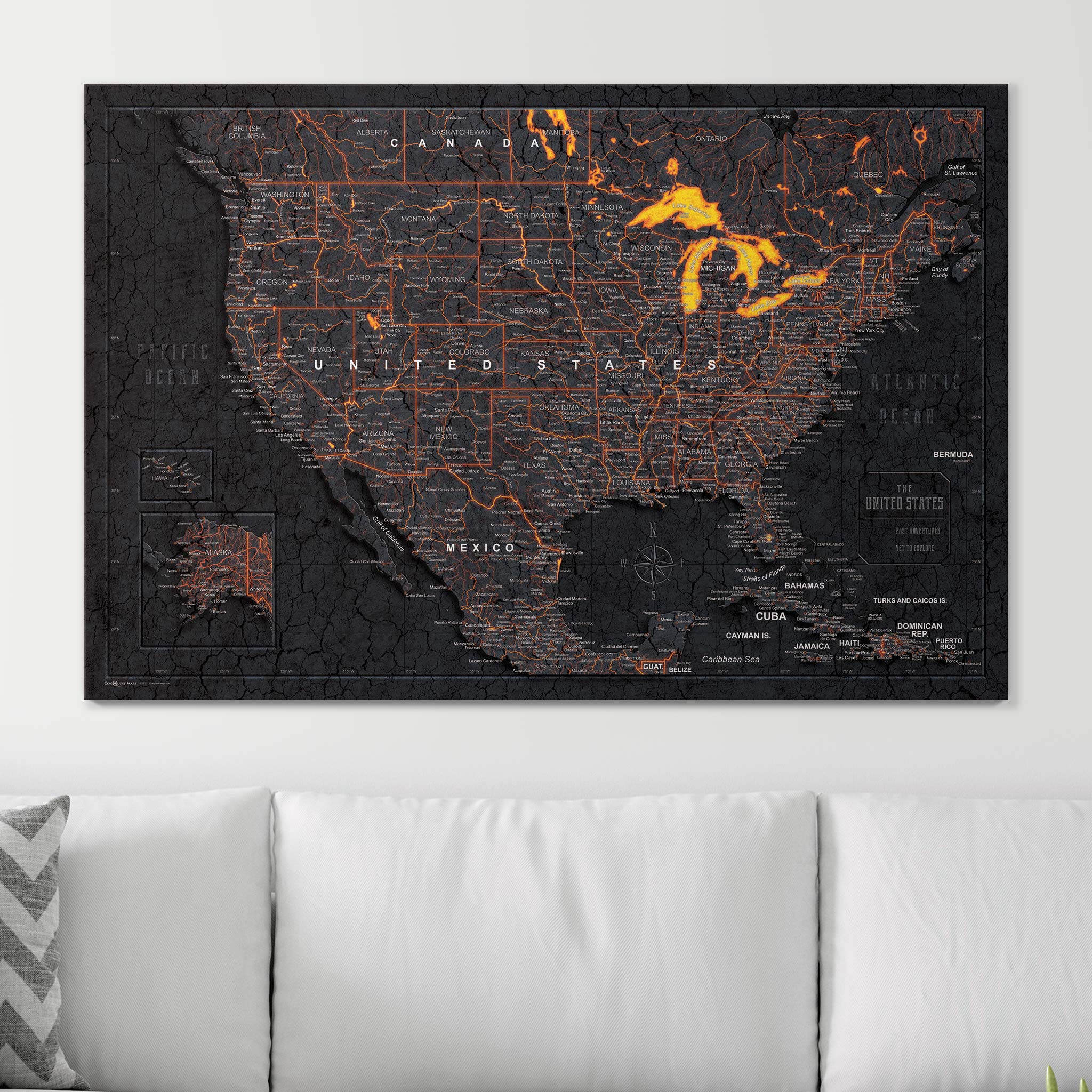 Push Pin USA Map (Pin Board) - Obsidian Inferno (Copy) CM Pin Board