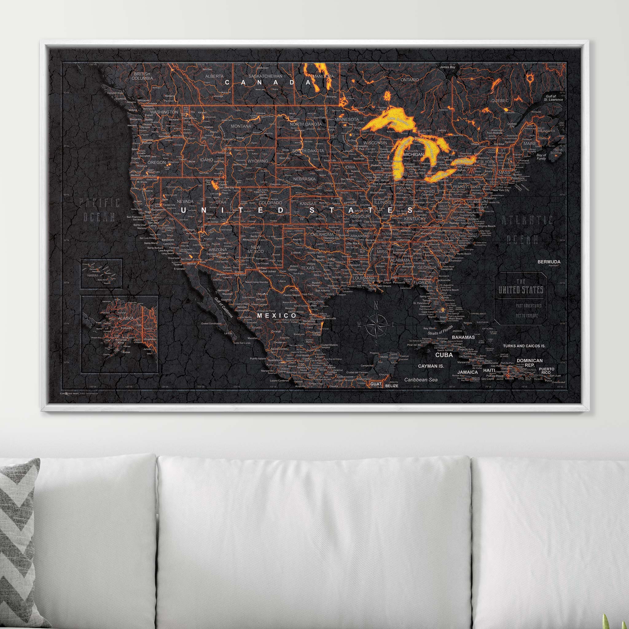 Push Pin USA Map (Pin Board) - Obsidian Inferno (Copy) CM Pin Board