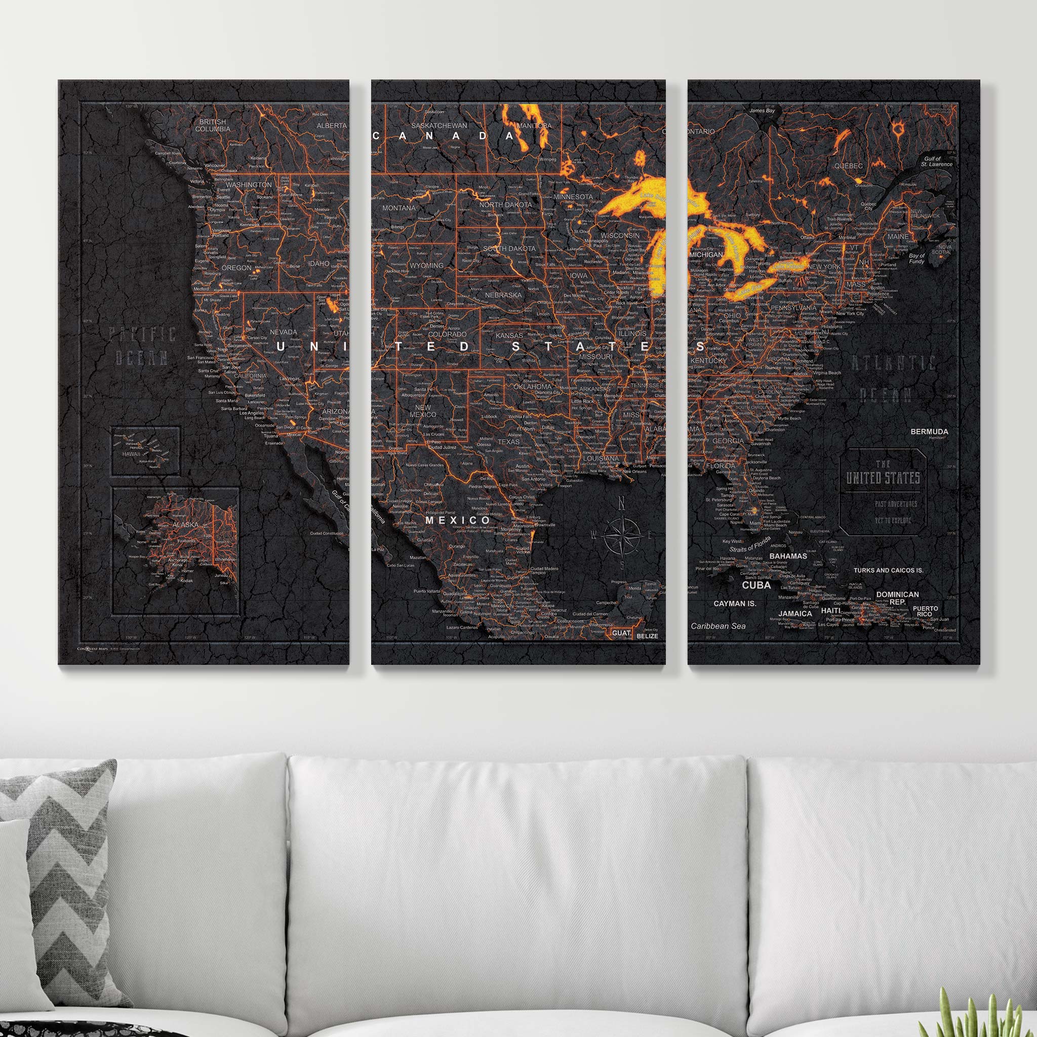 Push Pin USA Map (Pin Board) - Obsidian Inferno (Copy) CM Pin Board