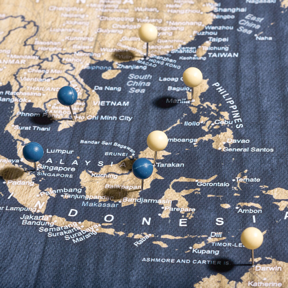 Push Pin World Map - Deep-Sea Drift CM Pin Board