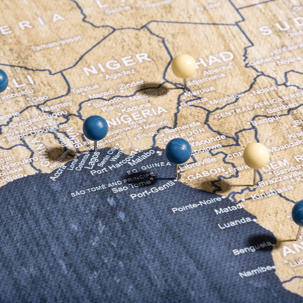 Push Pin World Map - Deep-Sea Drift CM Pin Board