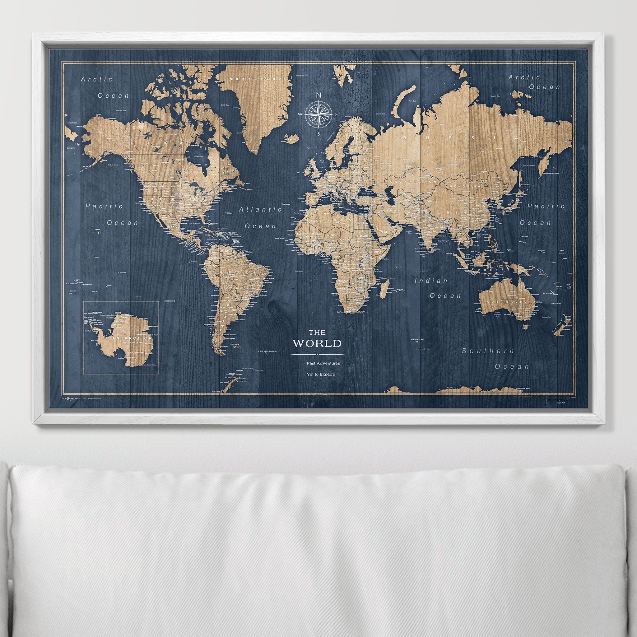 Push Pin World Map - Deep-Sea Drift CM Pin Board