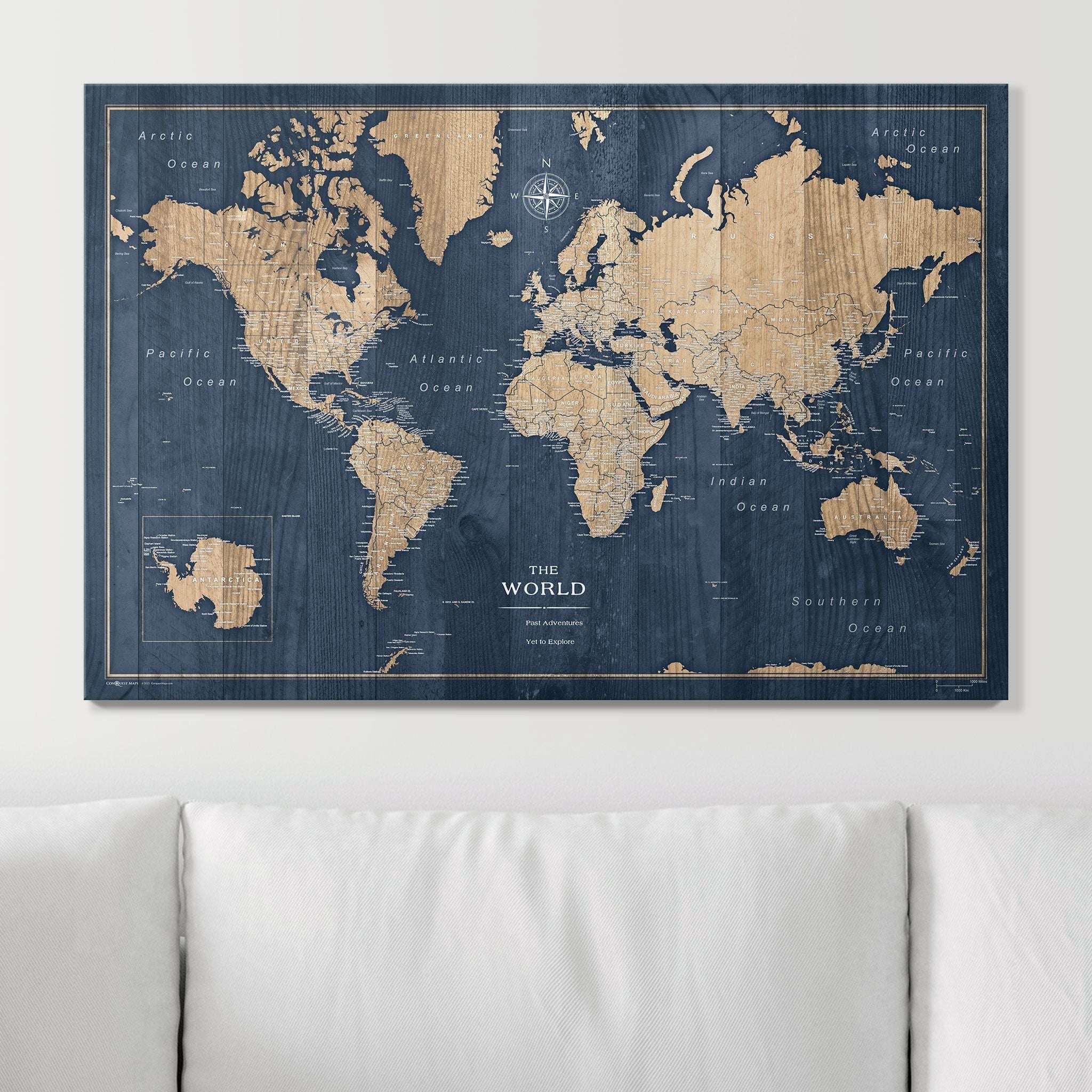 Push Pin World Map - Deep-Sea Drift CM Pin Board