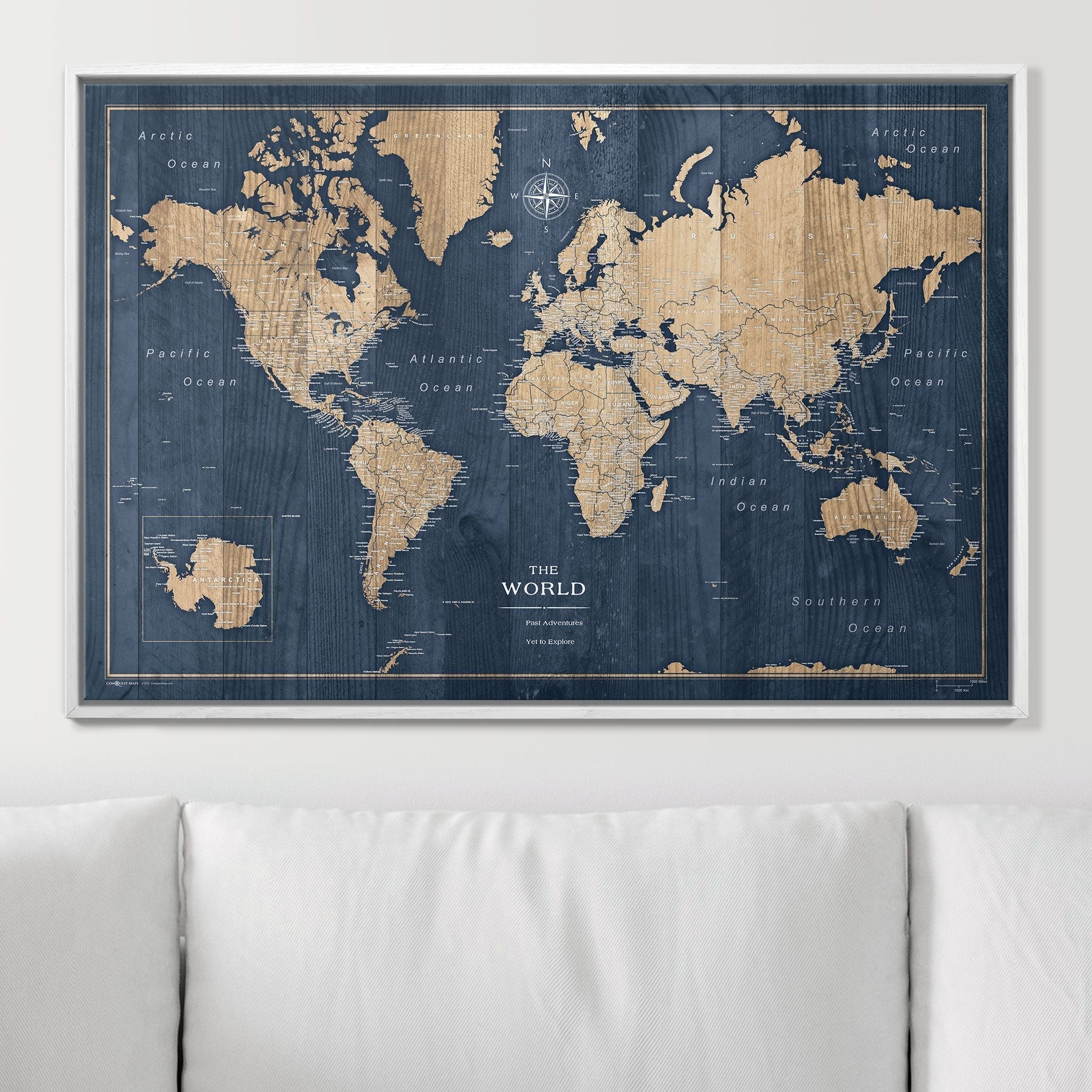 Push Pin World Map - Deep-Sea Drift CM Pin Board