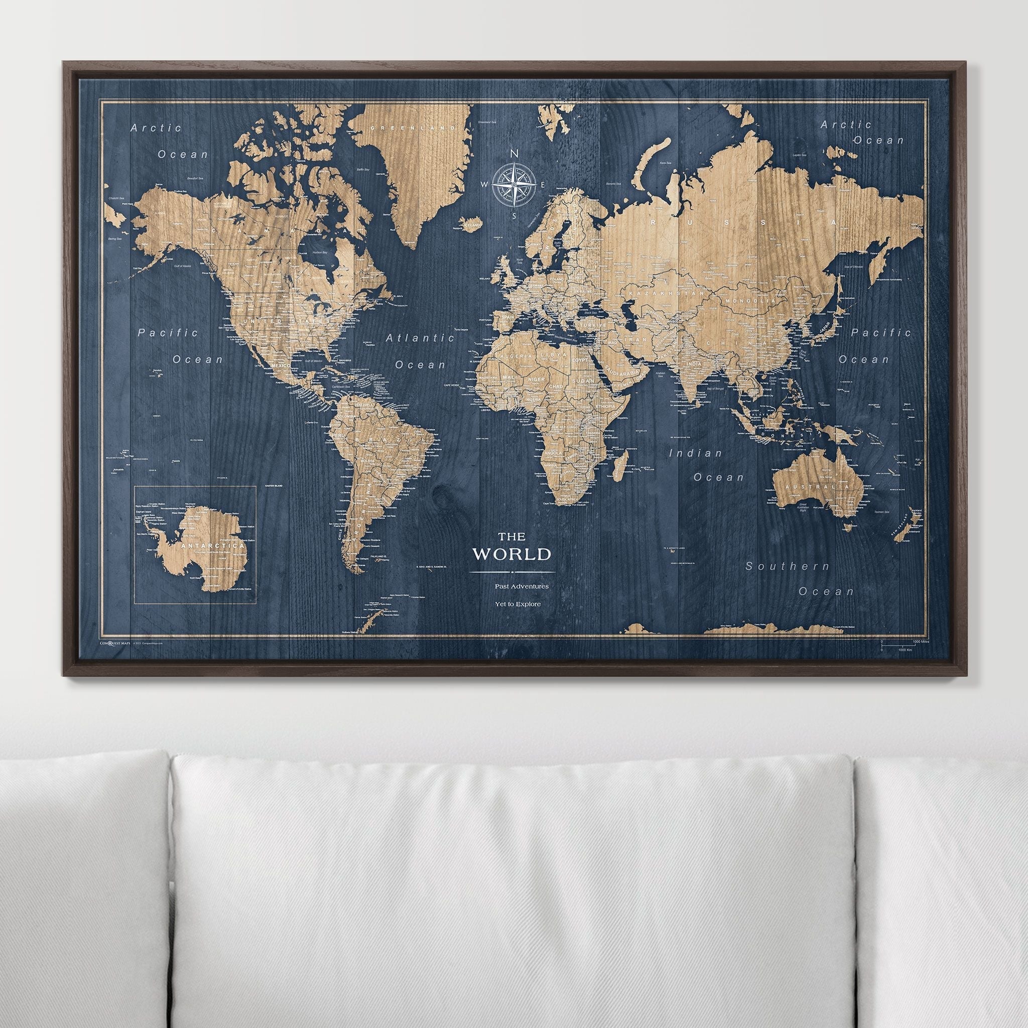 Push Pin World Map - Deep-Sea Drift CM Pin Board
