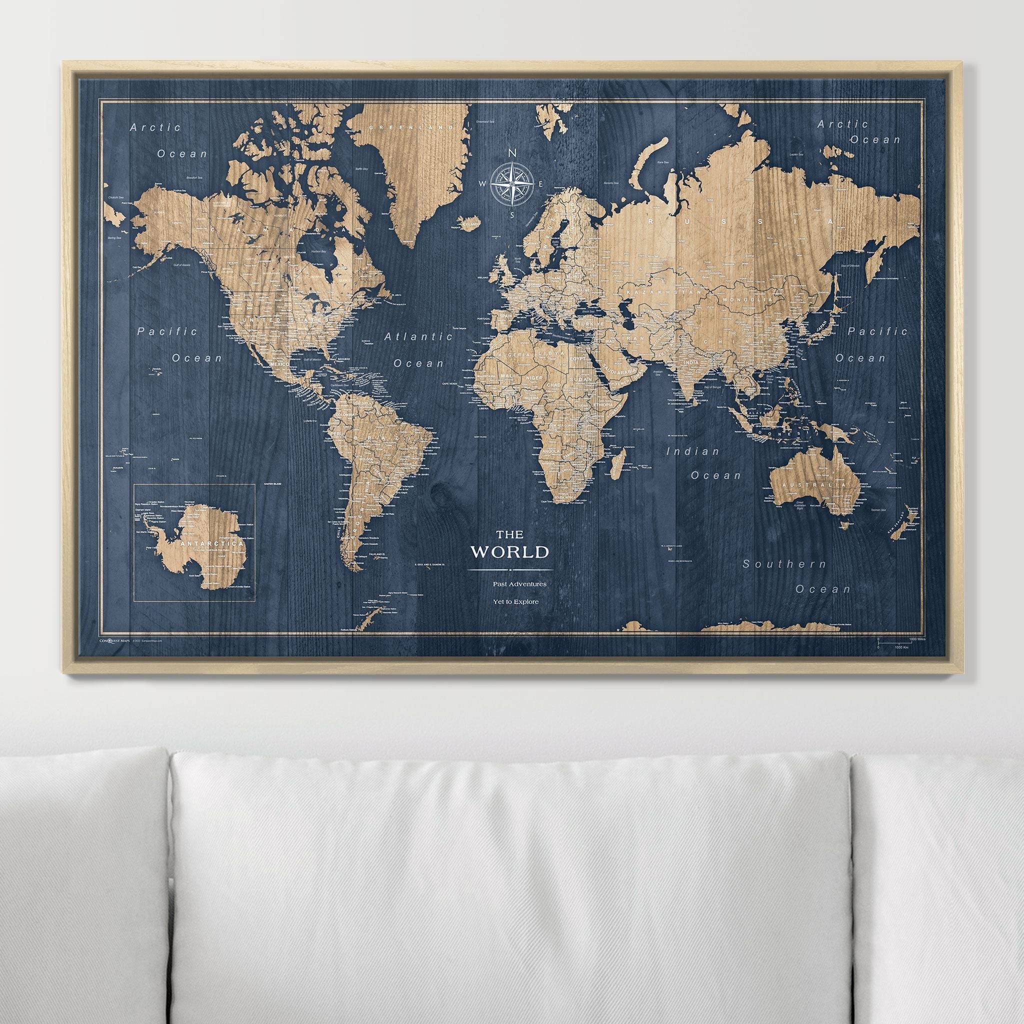 Push Pin World Map - Deep-Sea Drift CM Pin Board