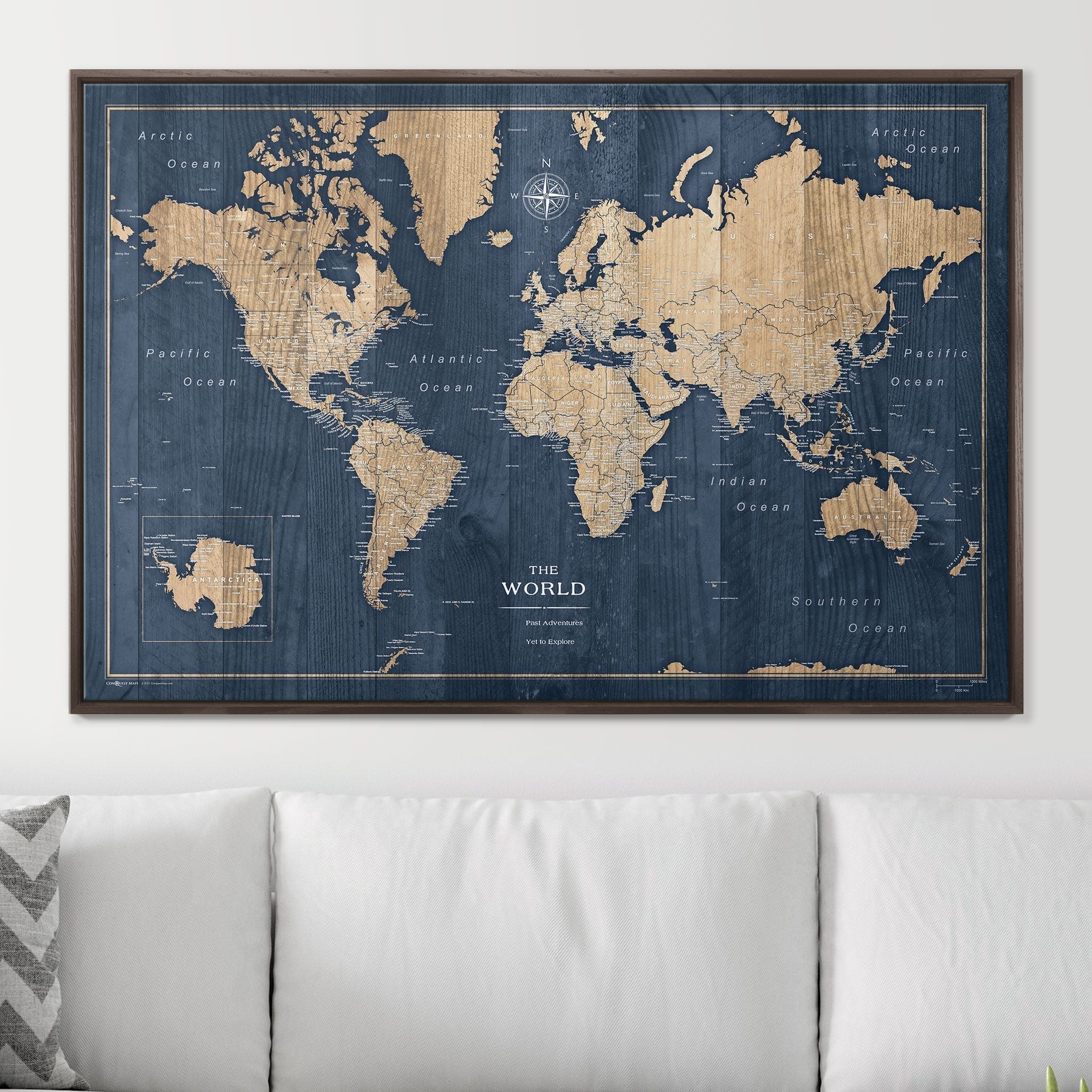Push Pin World Map - Deep-Sea Drift CM Pin Board