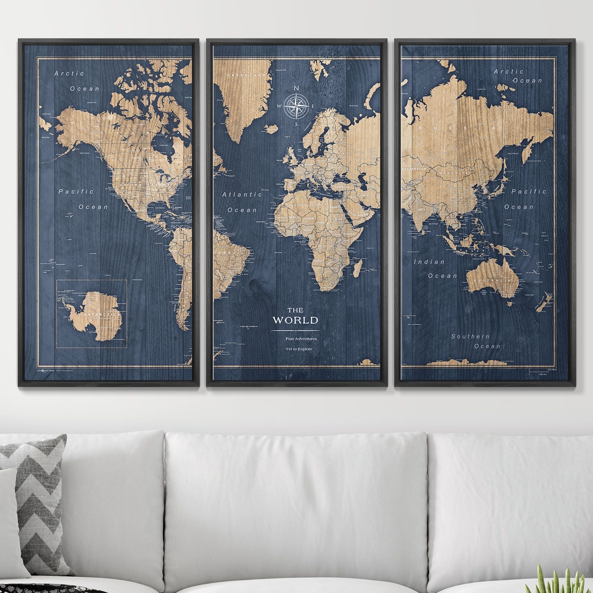 Push Pin World Map - Deep-Sea Drift CM Pin Board