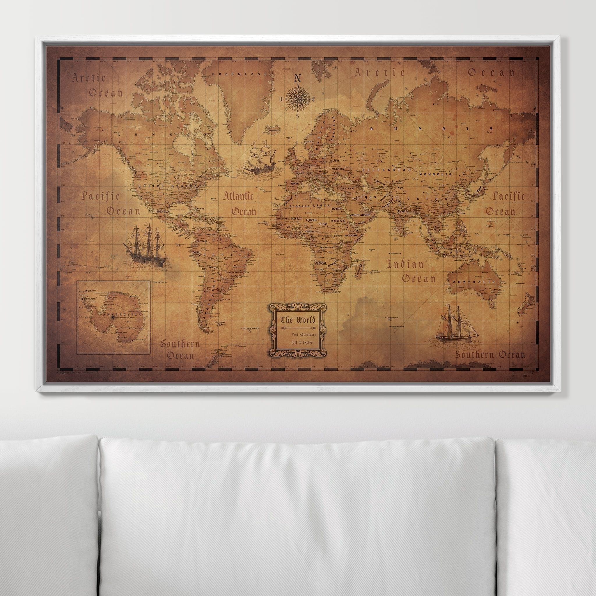 Push Pin World Map - Golden Aged - Overstock Sale CM Pin Board