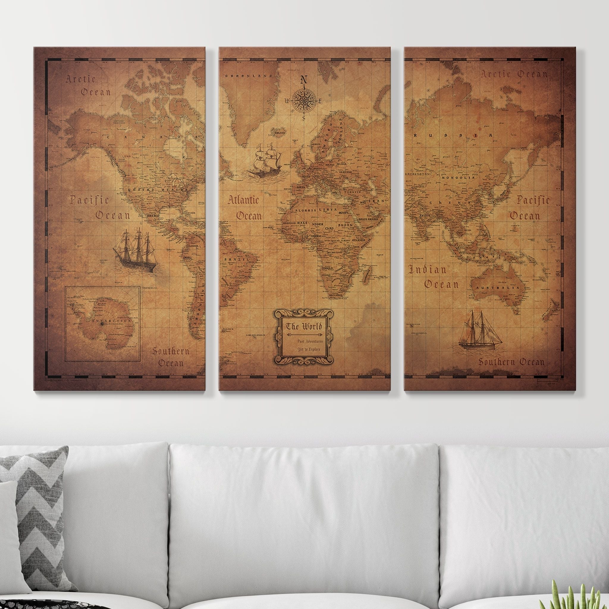 Push Pin World Map - Golden Aged - Overstock Sale CM Pin Board