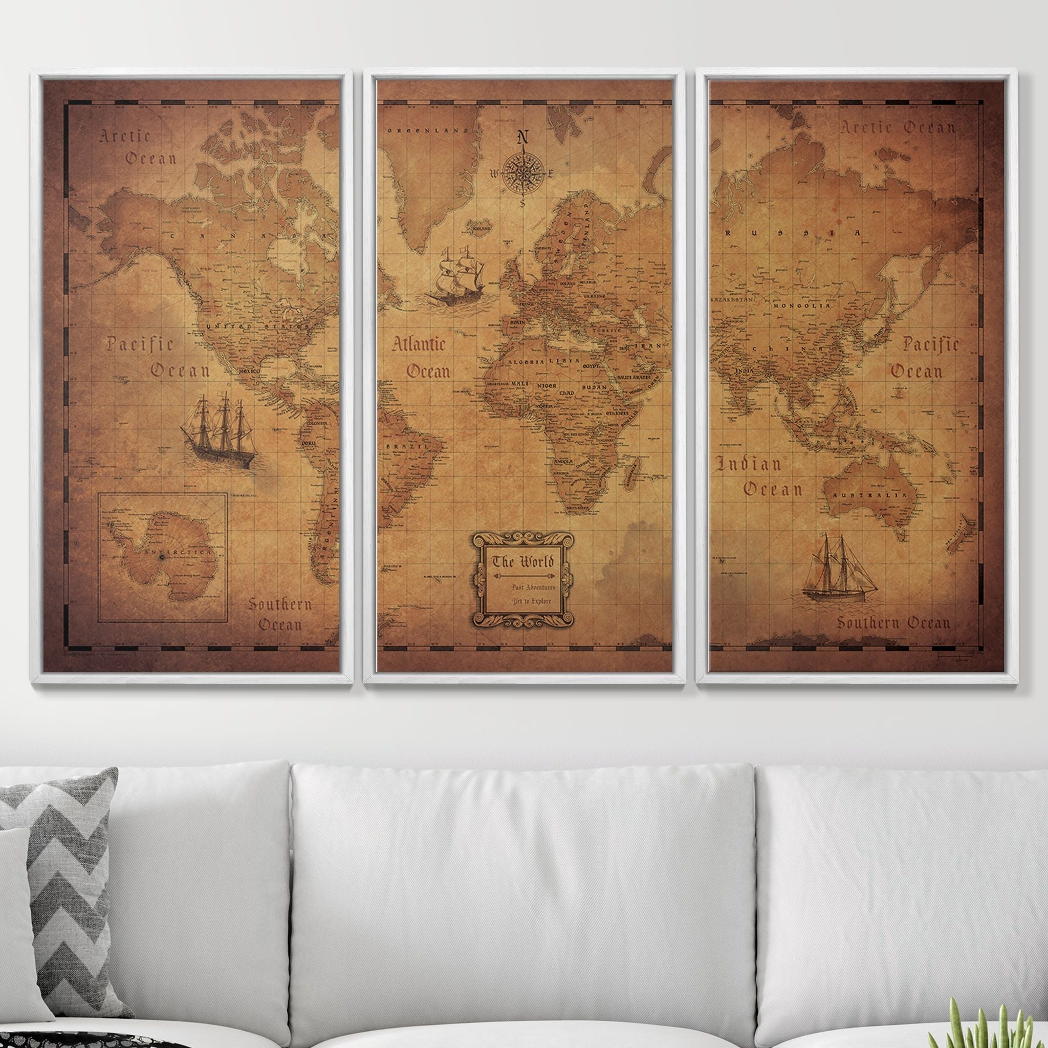 Push Pin World Map - Golden Aged - Overstock Sale CM Pin Board