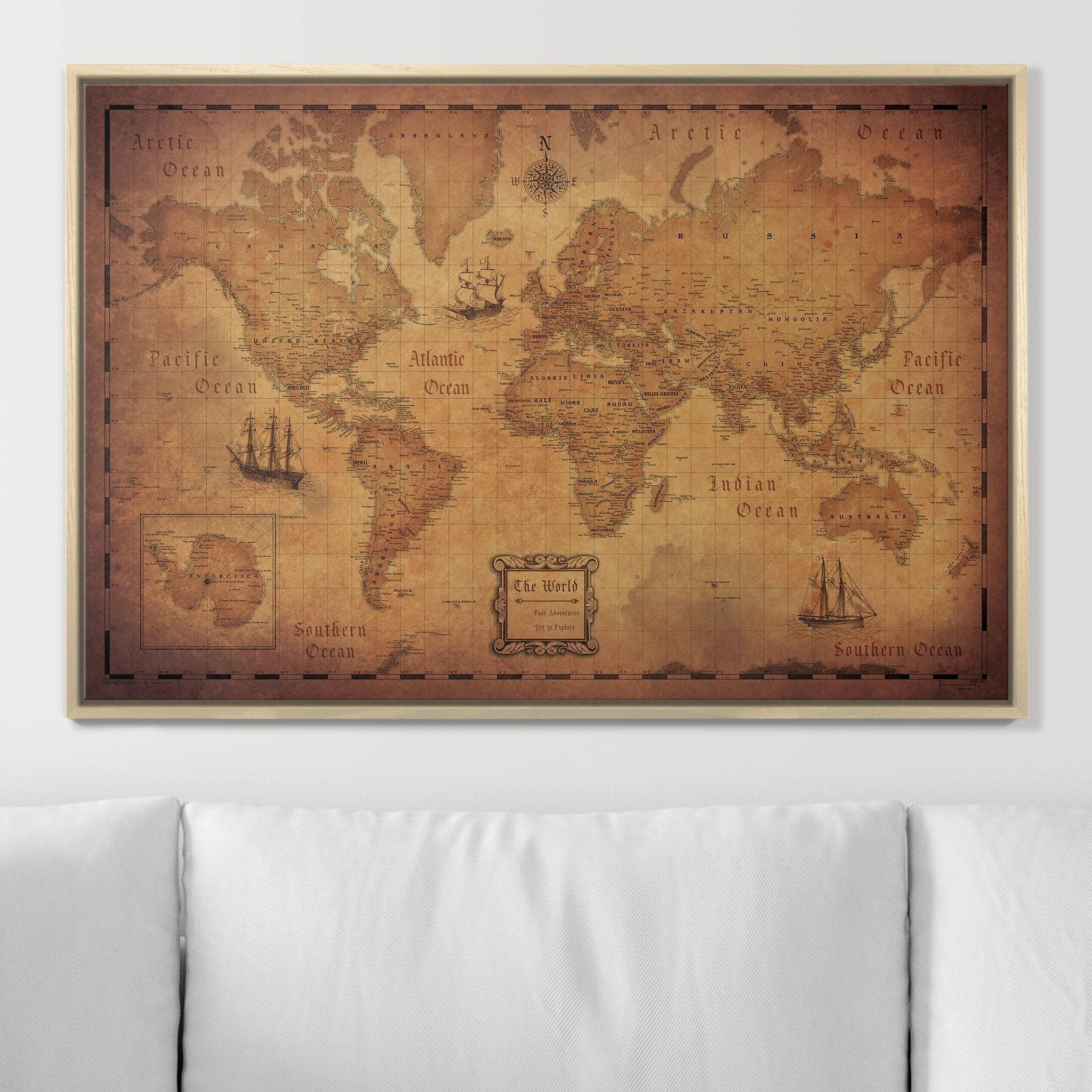 Push Pin World Map - Golden Aged - Overstock Sale CM Pin Board