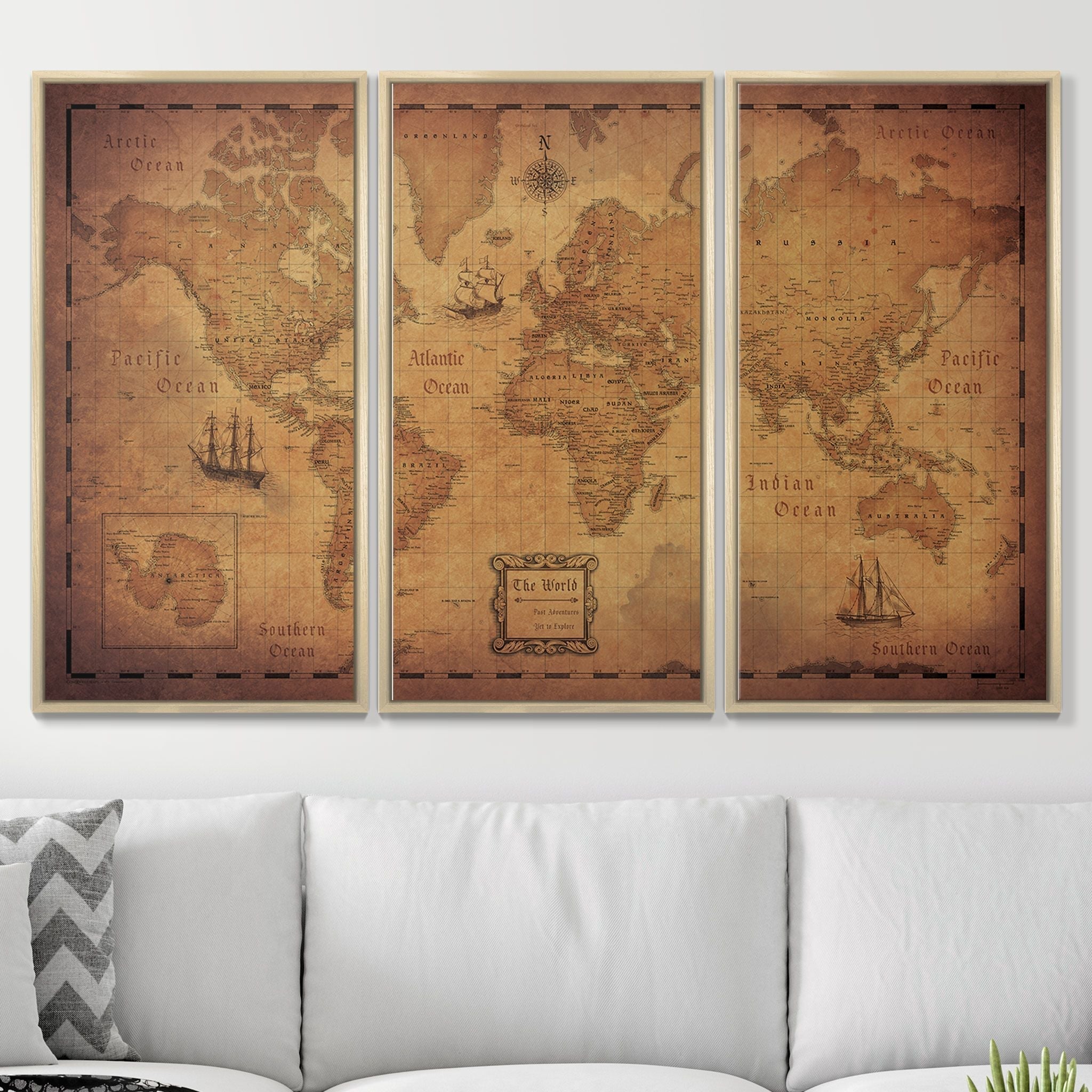 Push Pin World Map - Golden Aged - Overstock Sale CM Pin Board