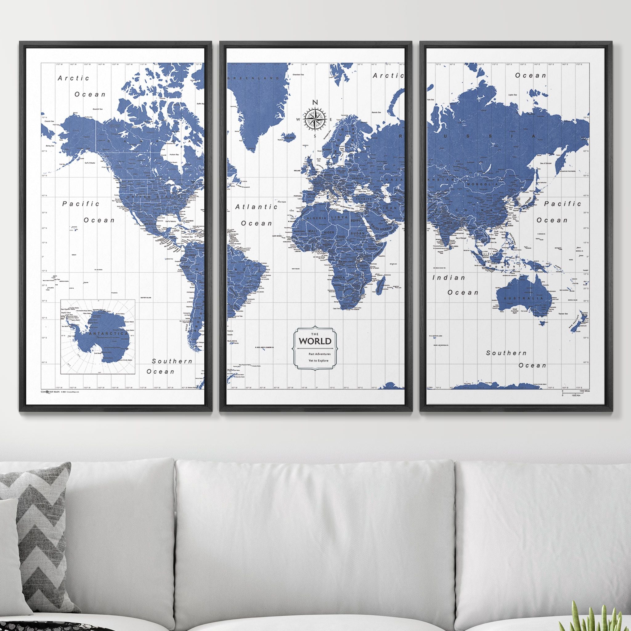 Push Pin World Map - Navy Color Splash CM Pin Board