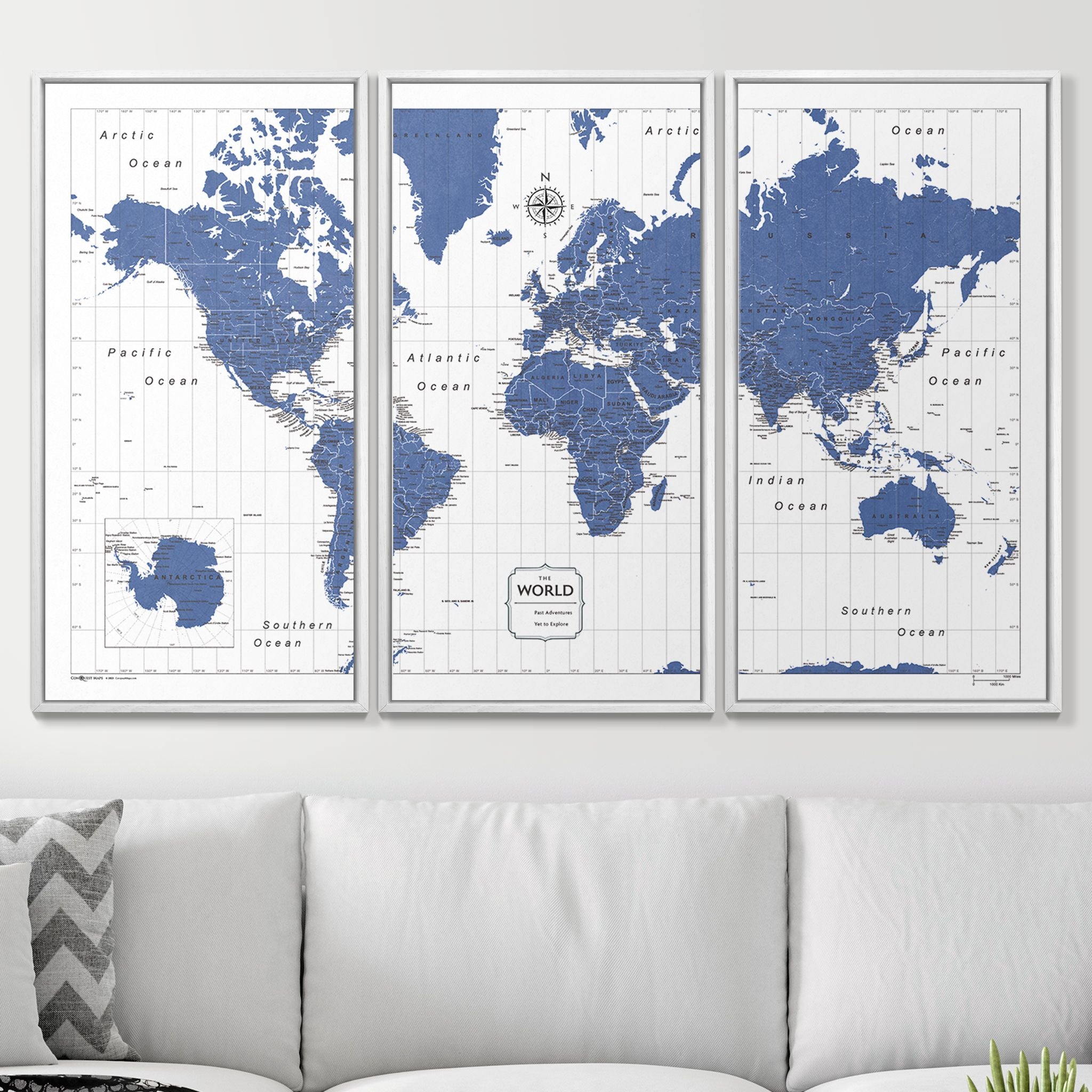 Push Pin World Map - Navy Color Splash CM Pin Board