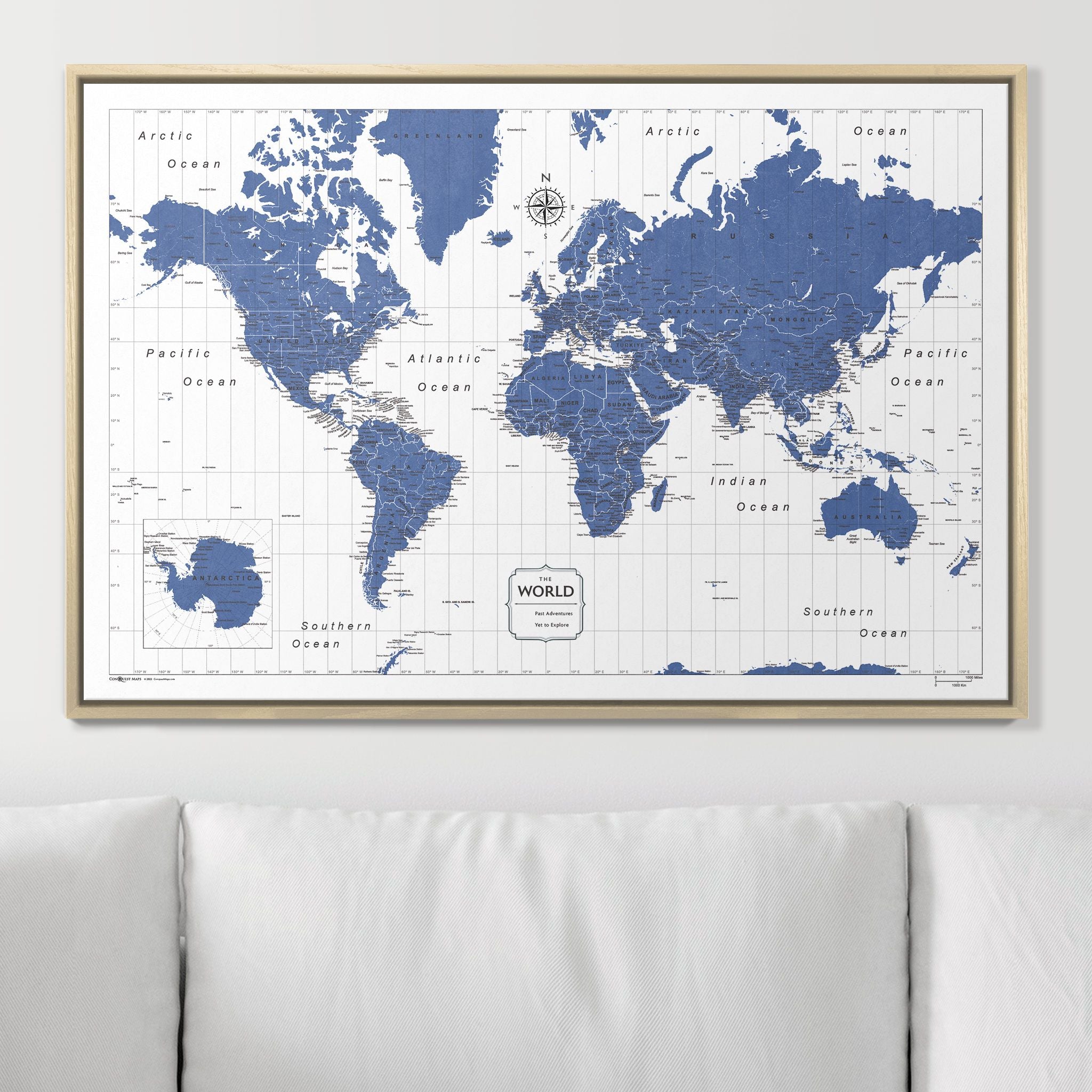 Push Pin World Map - Navy Color Splash CM Pin Board