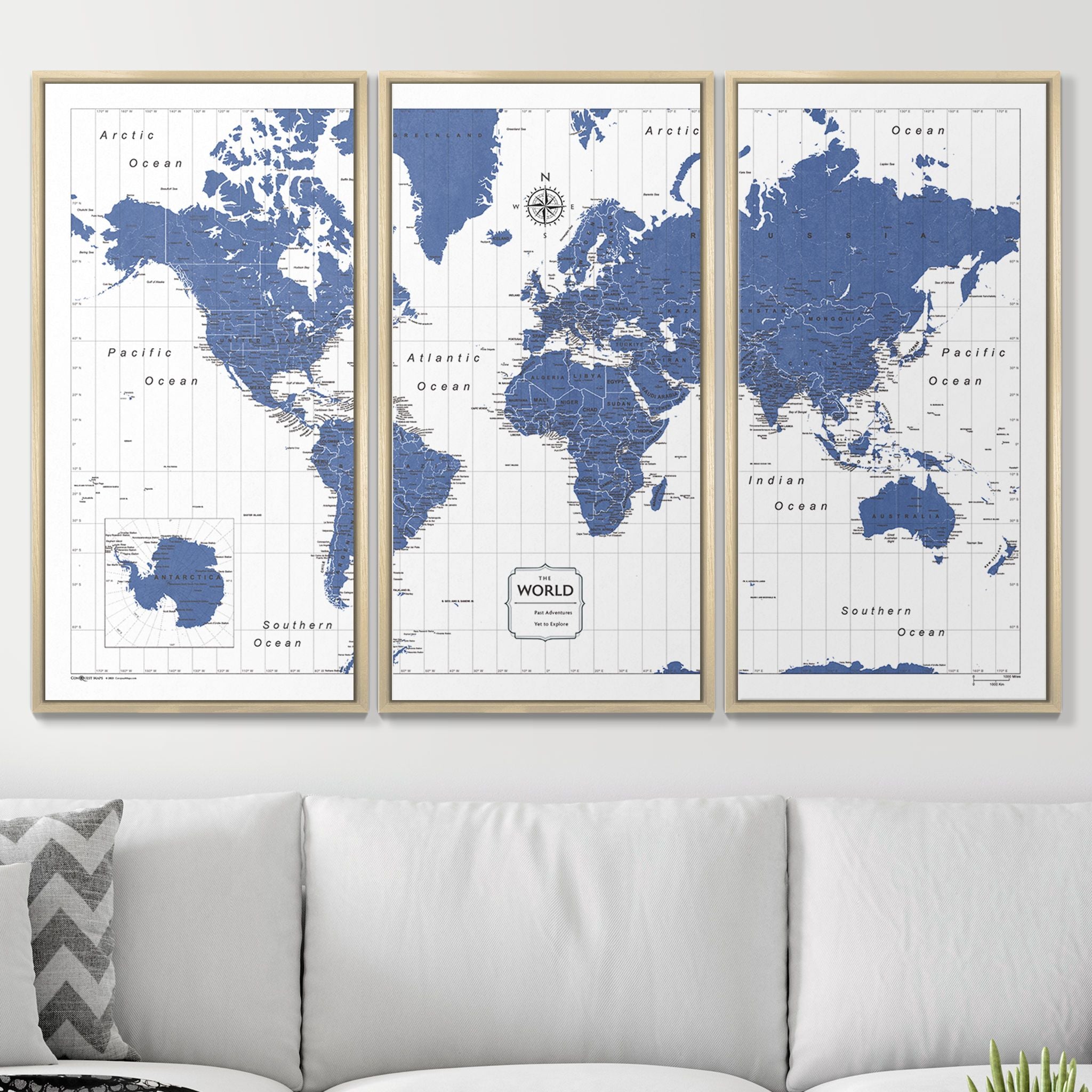 Push Pin World Map - Navy Color Splash CM Pin Board