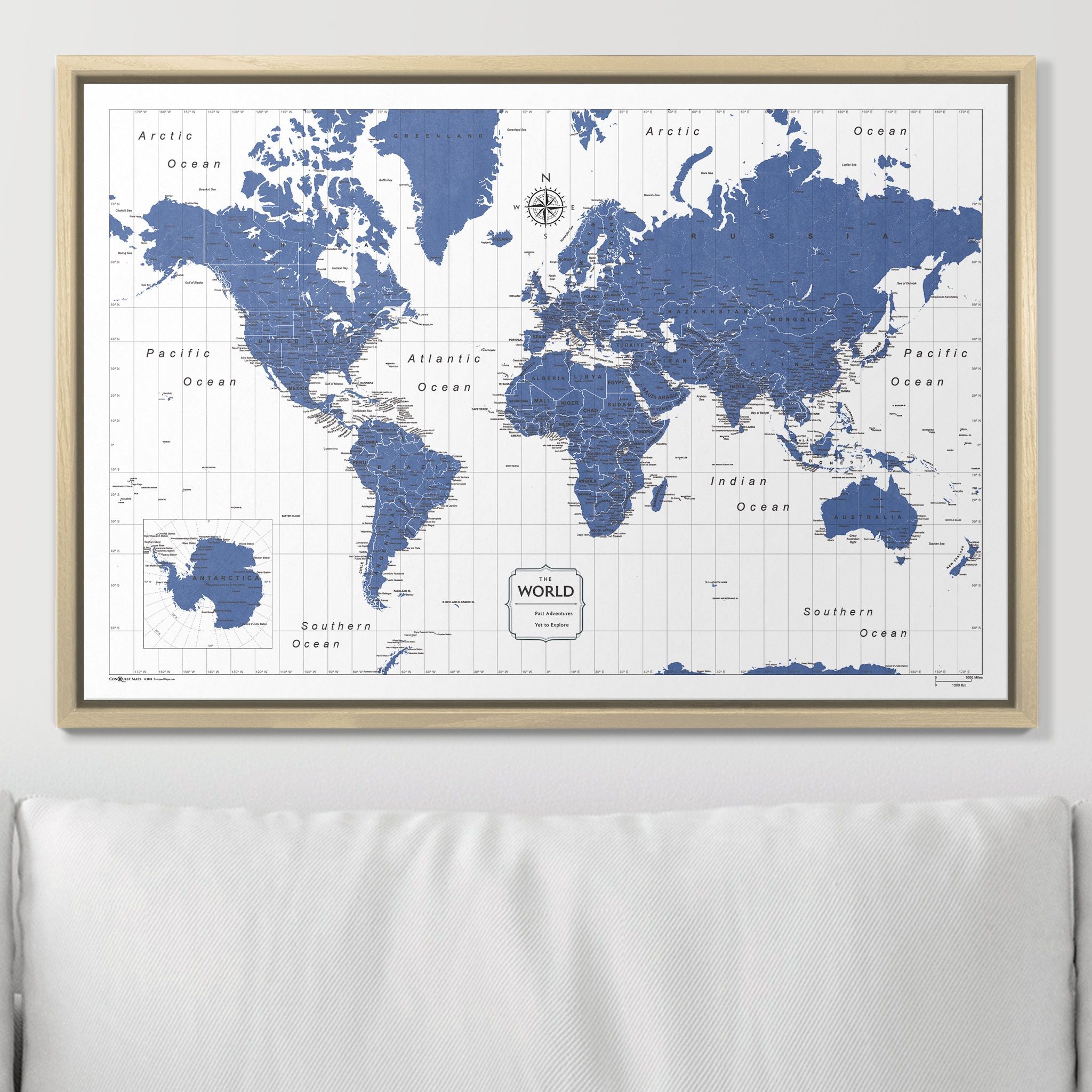 Push Pin World Map - Navy Color Splash CM Pin Board