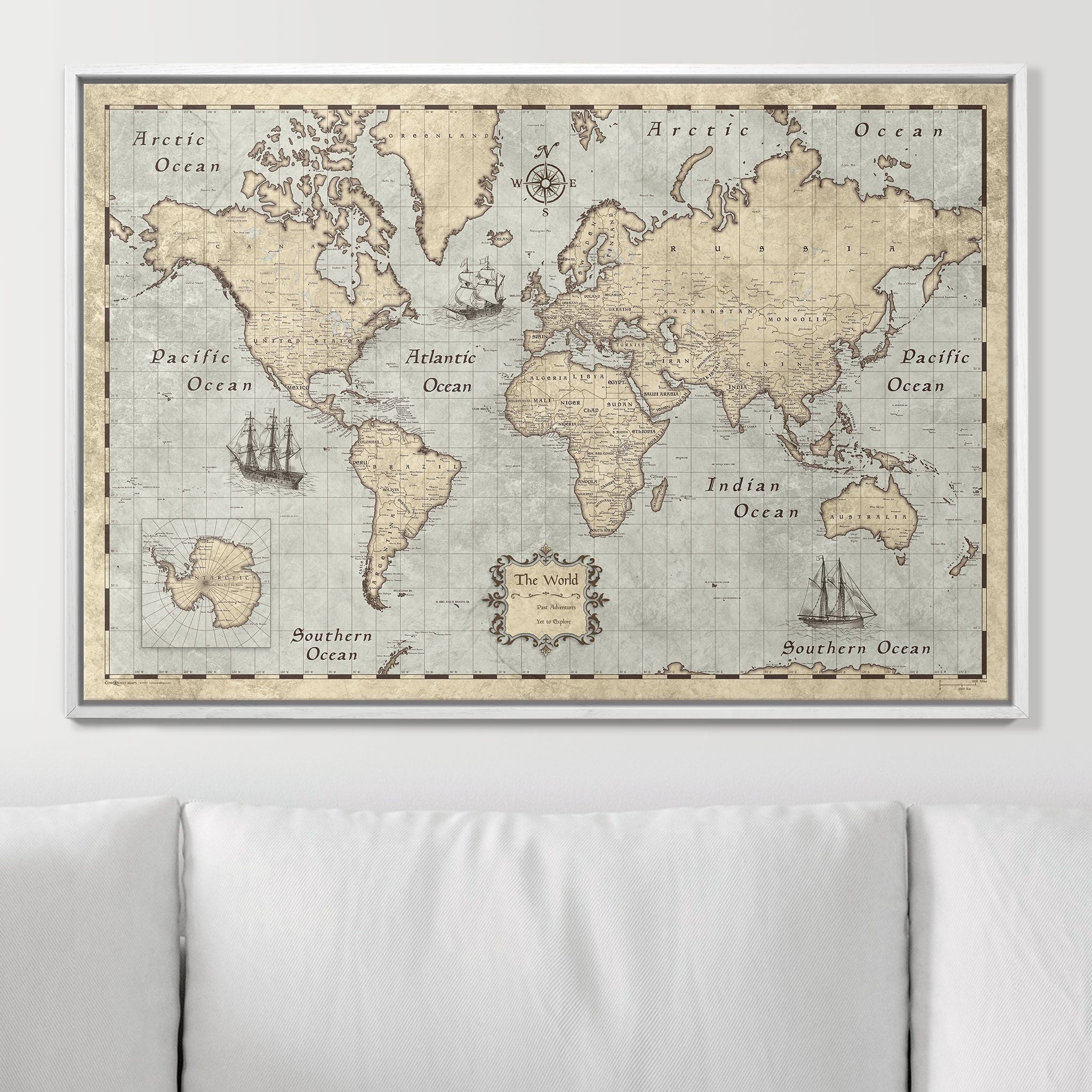 Push Pin World Map - Rustic Vintage CM Pin Board