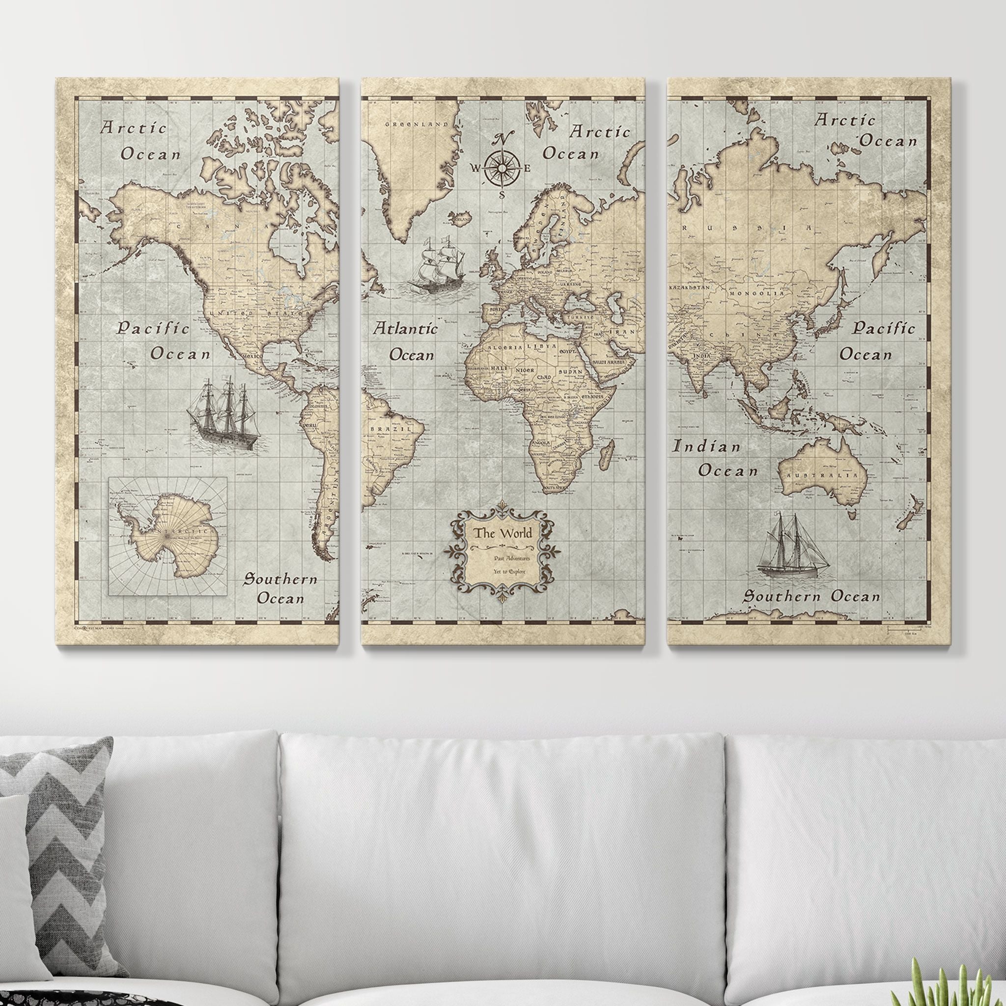 Push Pin World Map - Rustic Vintage CM Pin Board