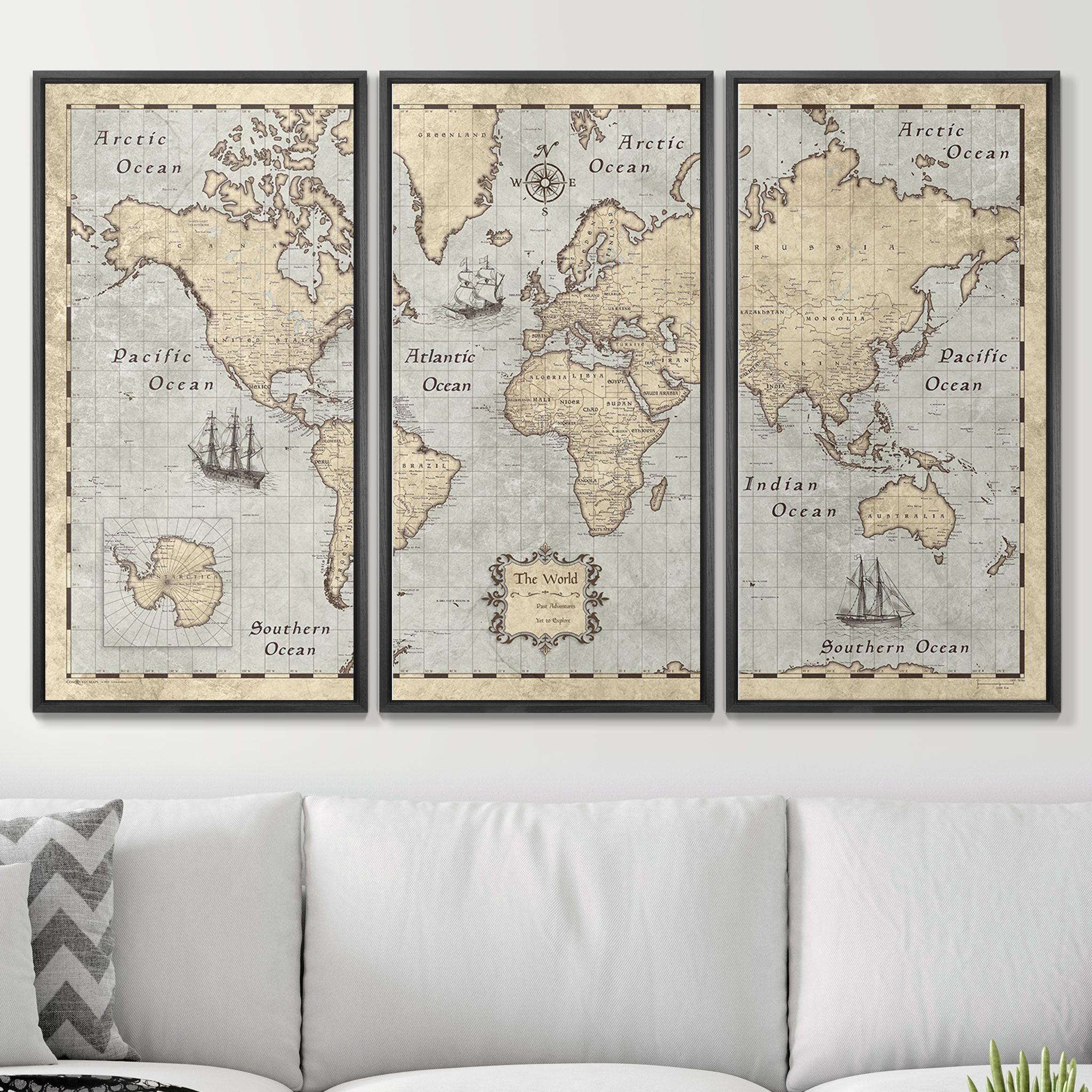 Push Pin World Map - Rustic Vintage CM Pin Board