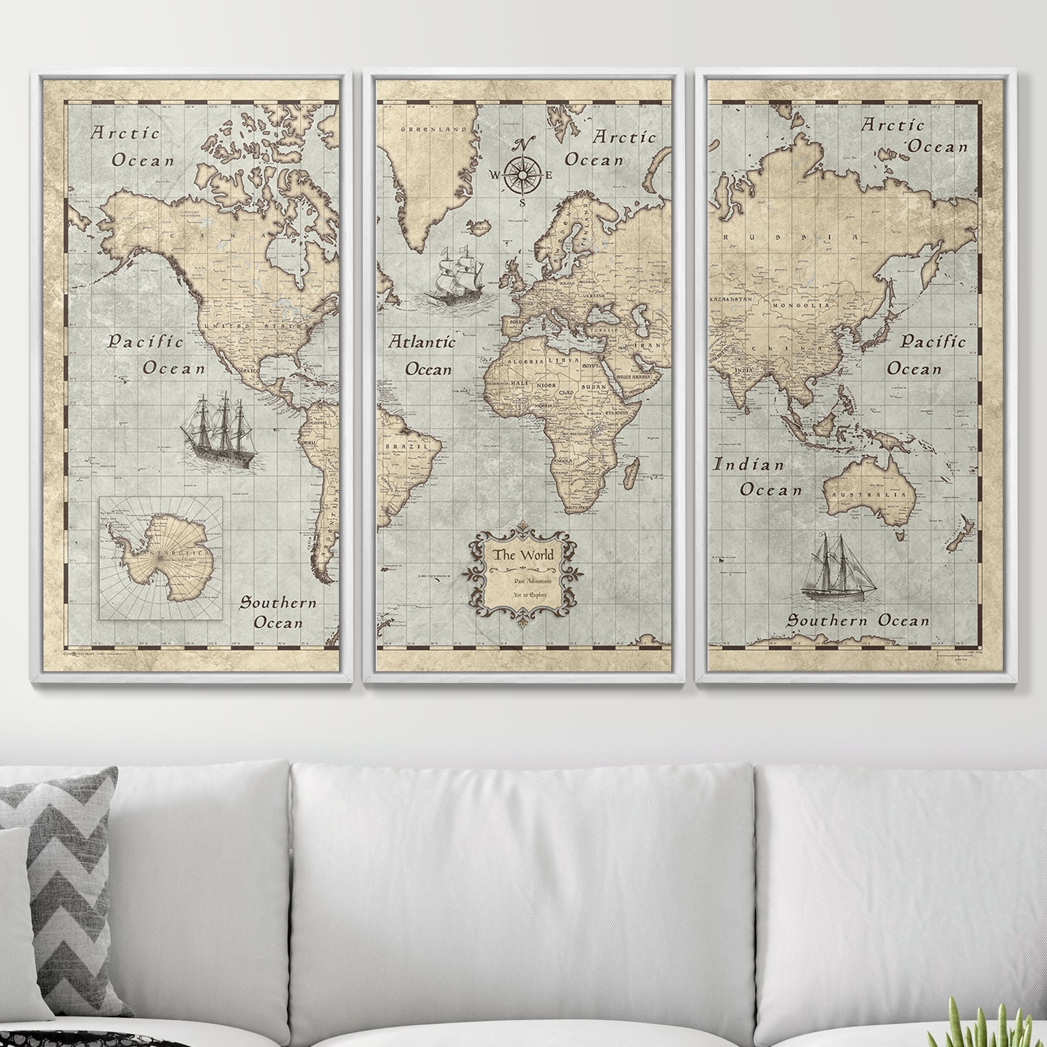 Push Pin World Map - Rustic Vintage CM Pin Board