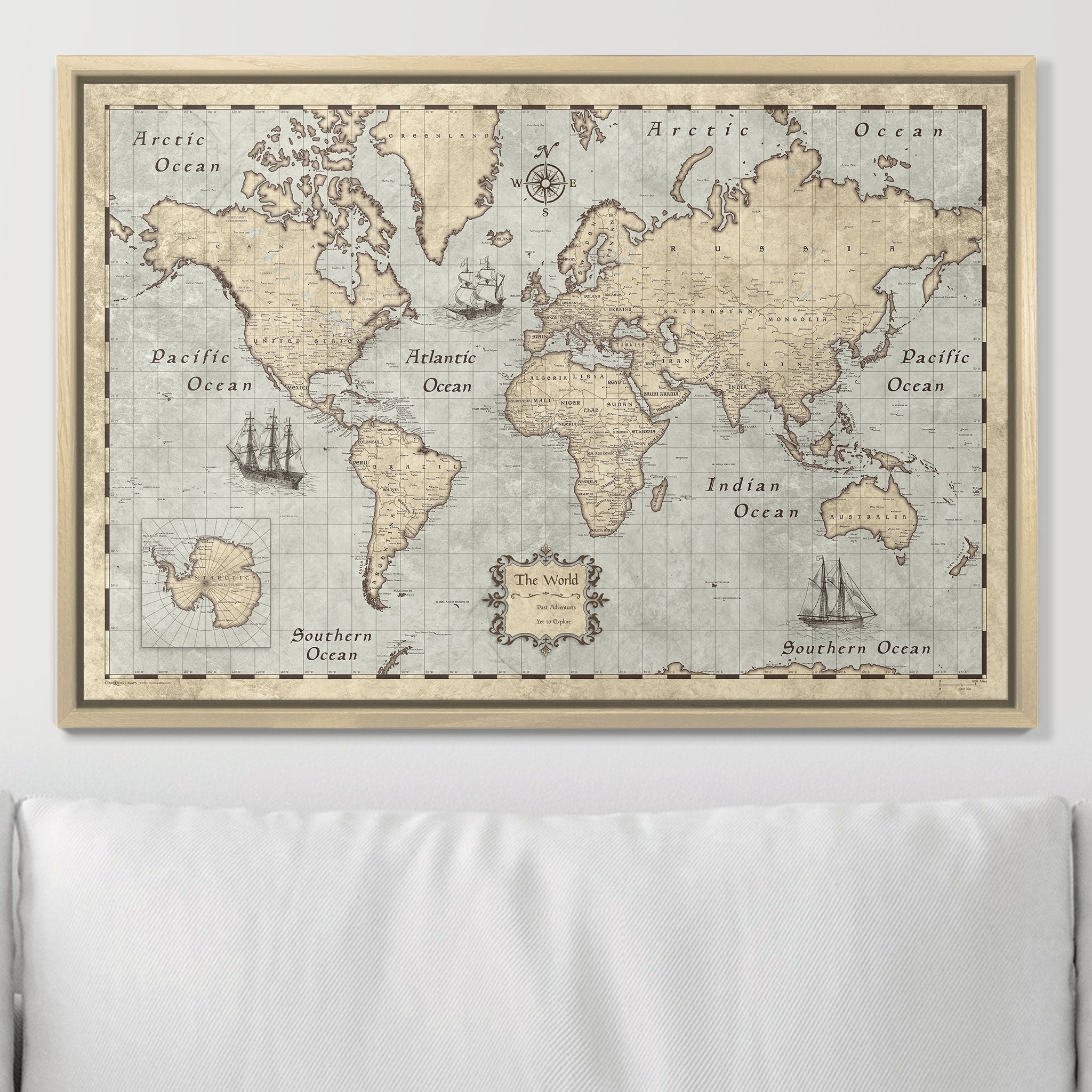Push Pin World Map - Rustic Vintage CM Pin Board