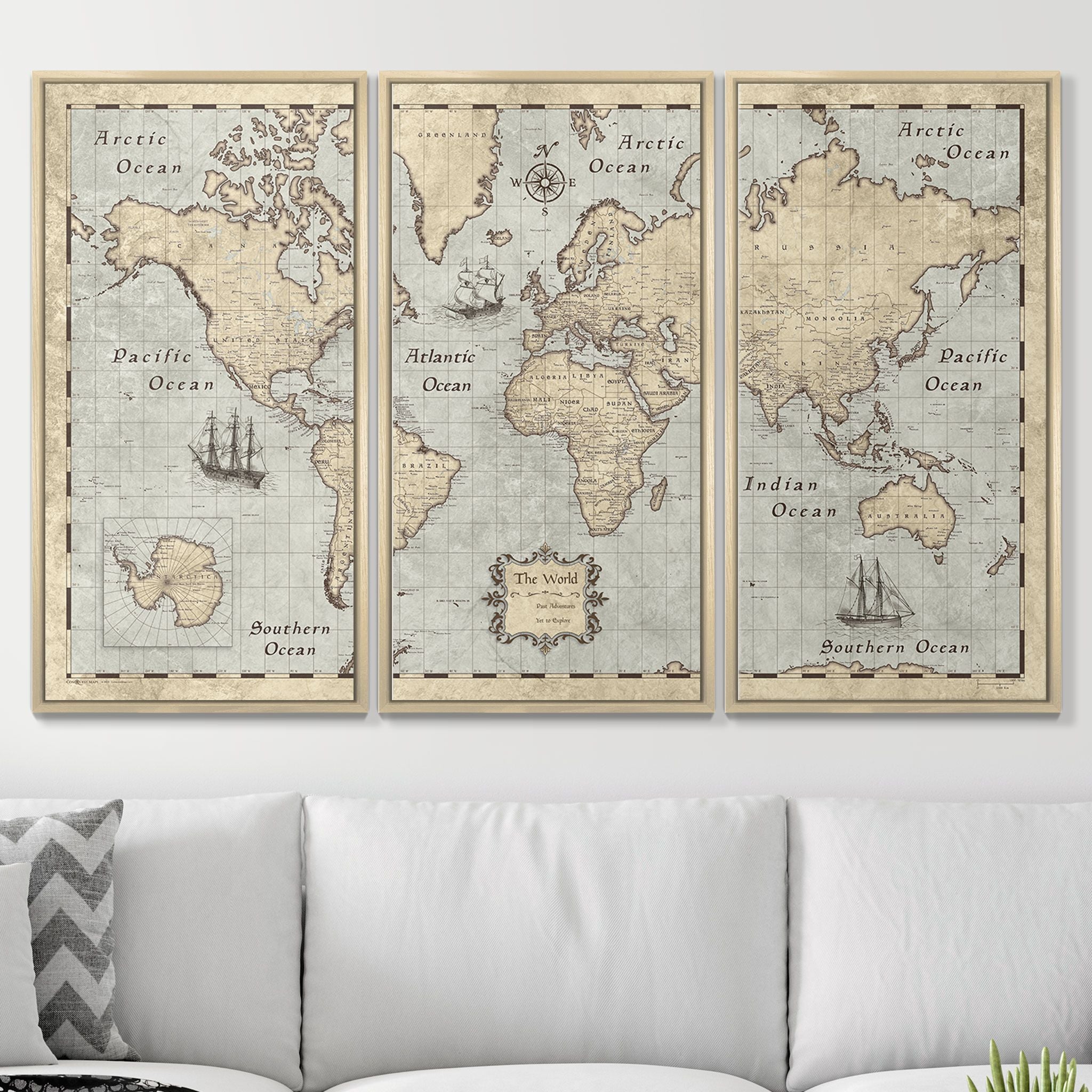 Push Pin World Map - Rustic Vintage CM Pin Board