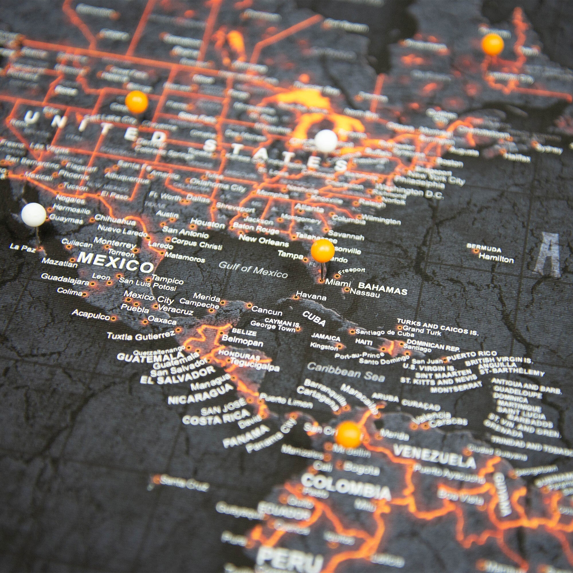 Push Pin World Map (Pin Board) - Obsidian Inferno (Copy) CM Pin Board