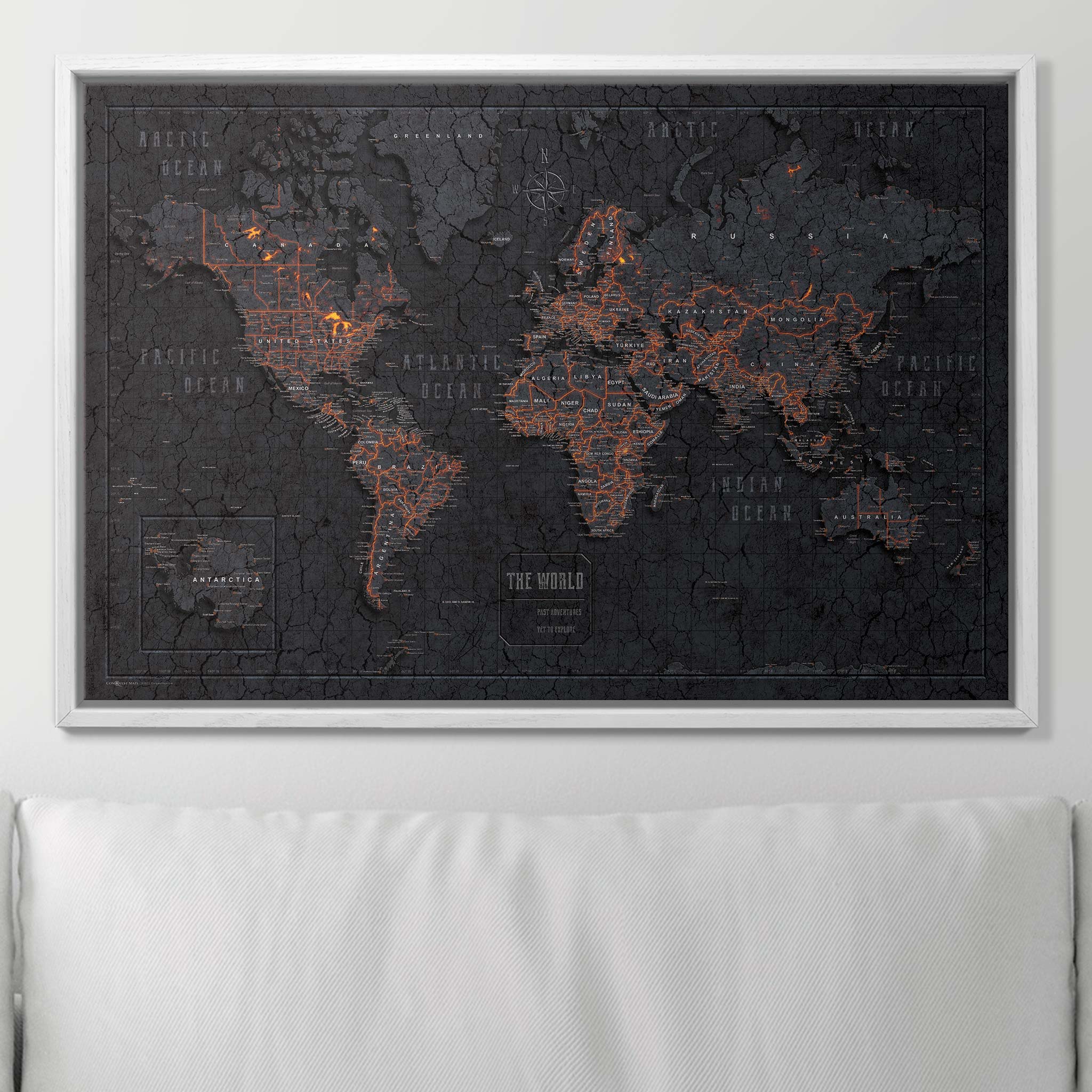 Push Pin World Map (Pin Board) - Obsidian Inferno (Copy) CM Pin Board