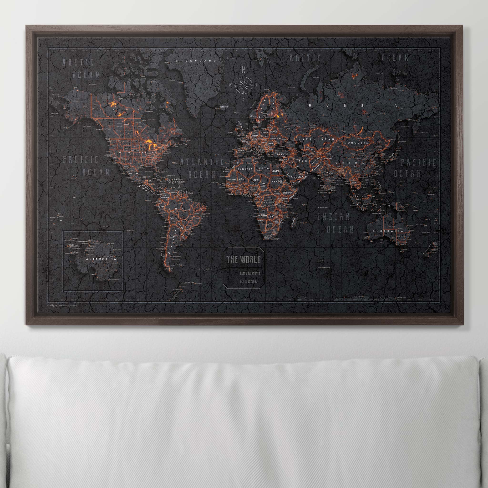 Push Pin World Map (Pin Board) - Obsidian Inferno (Copy) CM Pin Board