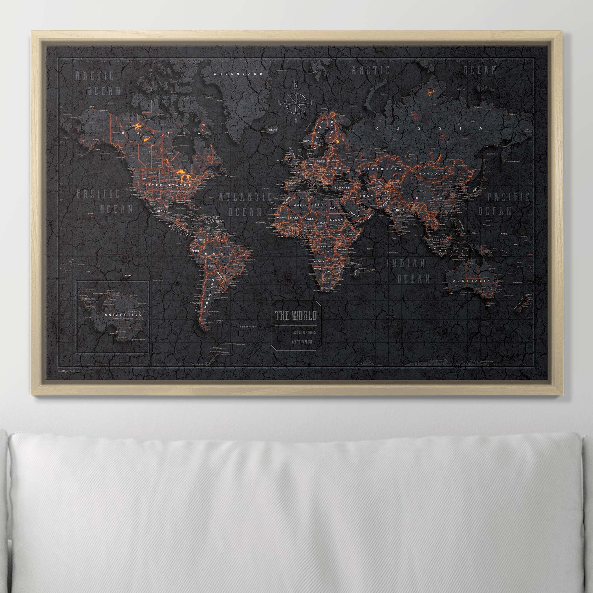 Push Pin World Map (Pin Board) - Obsidian Inferno (Copy) CM Pin Board