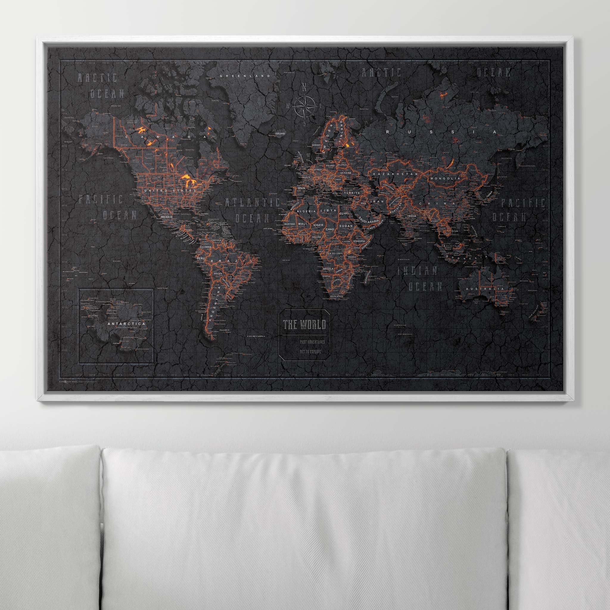 Push Pin World Map (Pin Board) - Obsidian Inferno (Copy) CM Pin Board