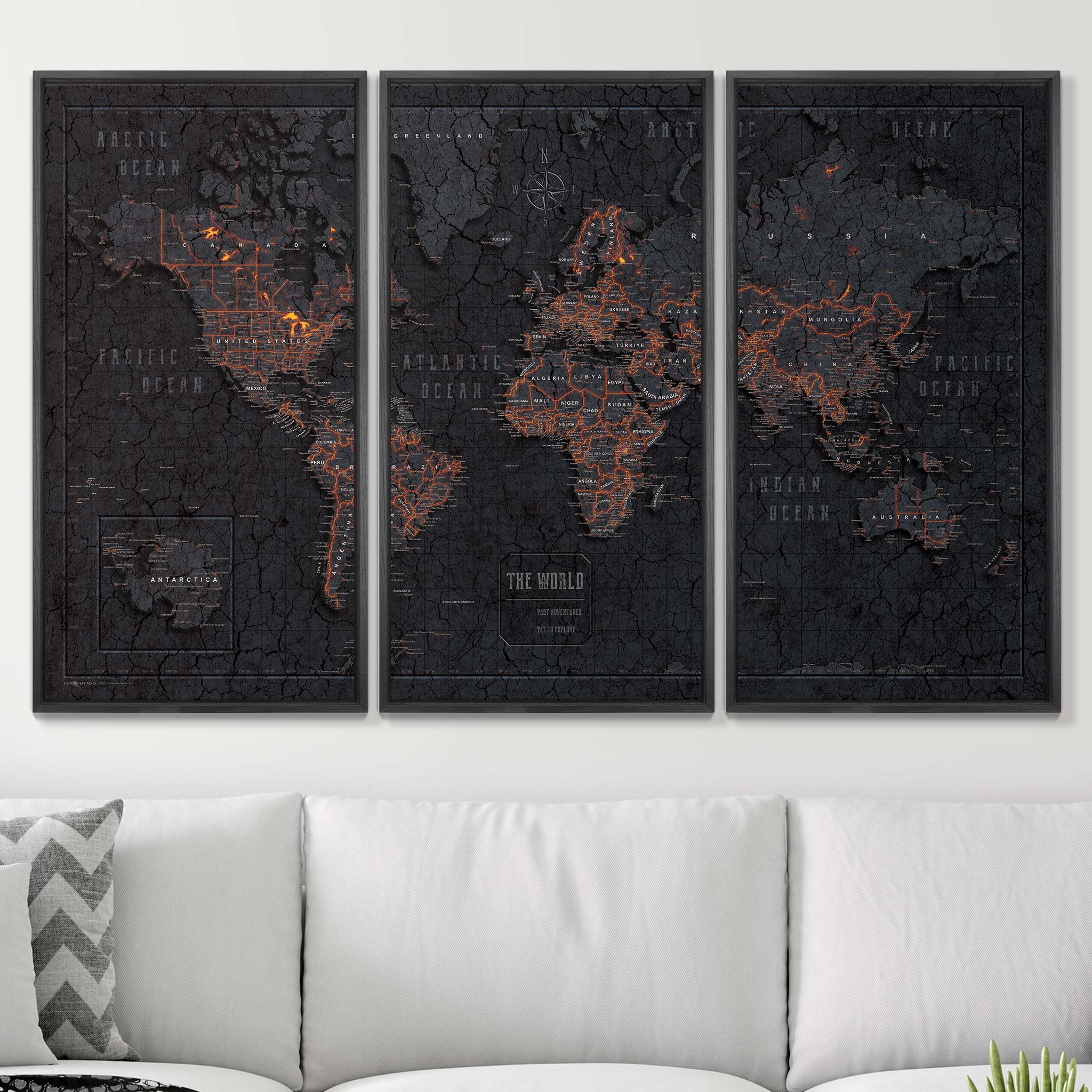 Push Pin World Map (Pin Board) - Obsidian Inferno (Copy) CM Pin Board