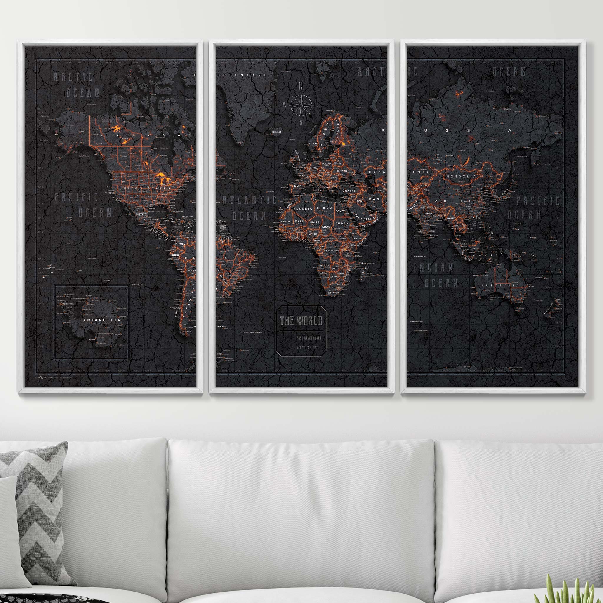 Push Pin World Map (Pin Board) - Obsidian Inferno (Copy) CM Pin Board