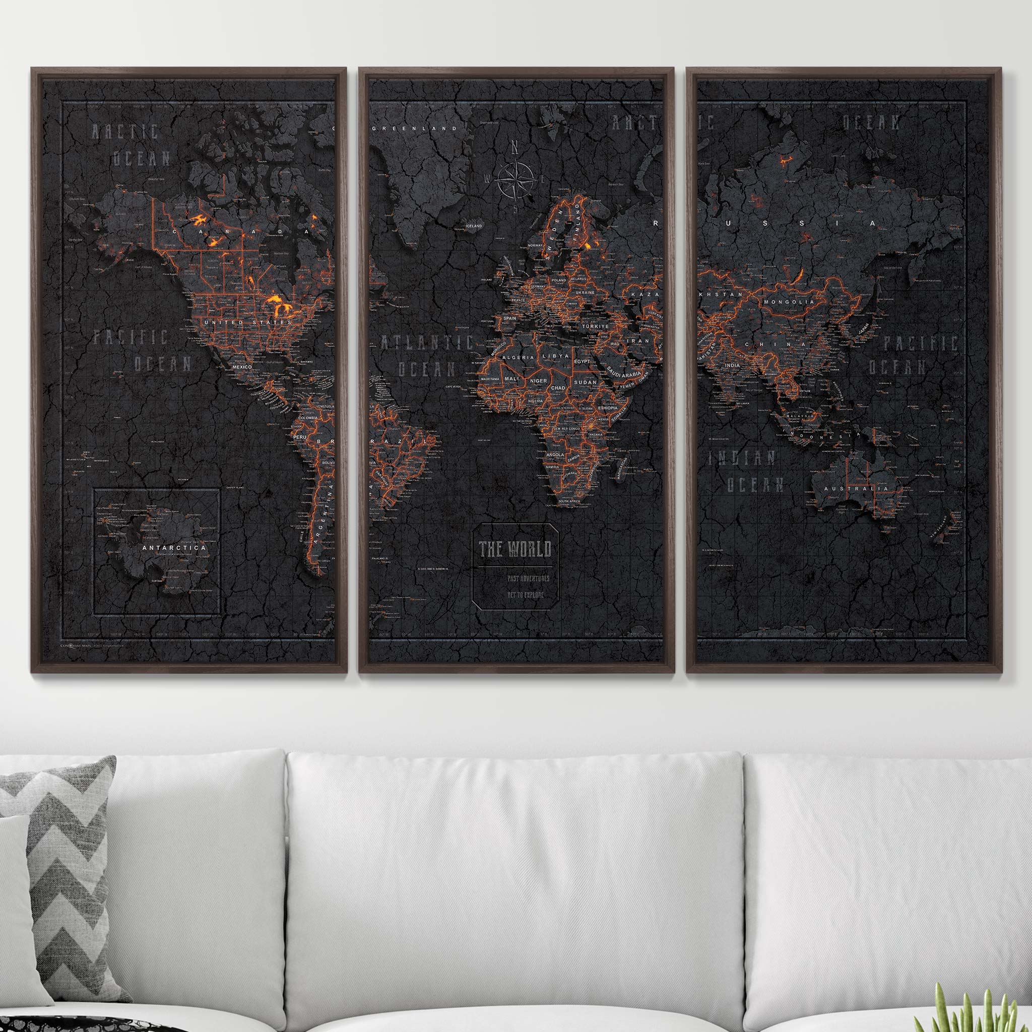 Push Pin World Map (Pin Board) - Obsidian Inferno (Copy) CM Pin Board