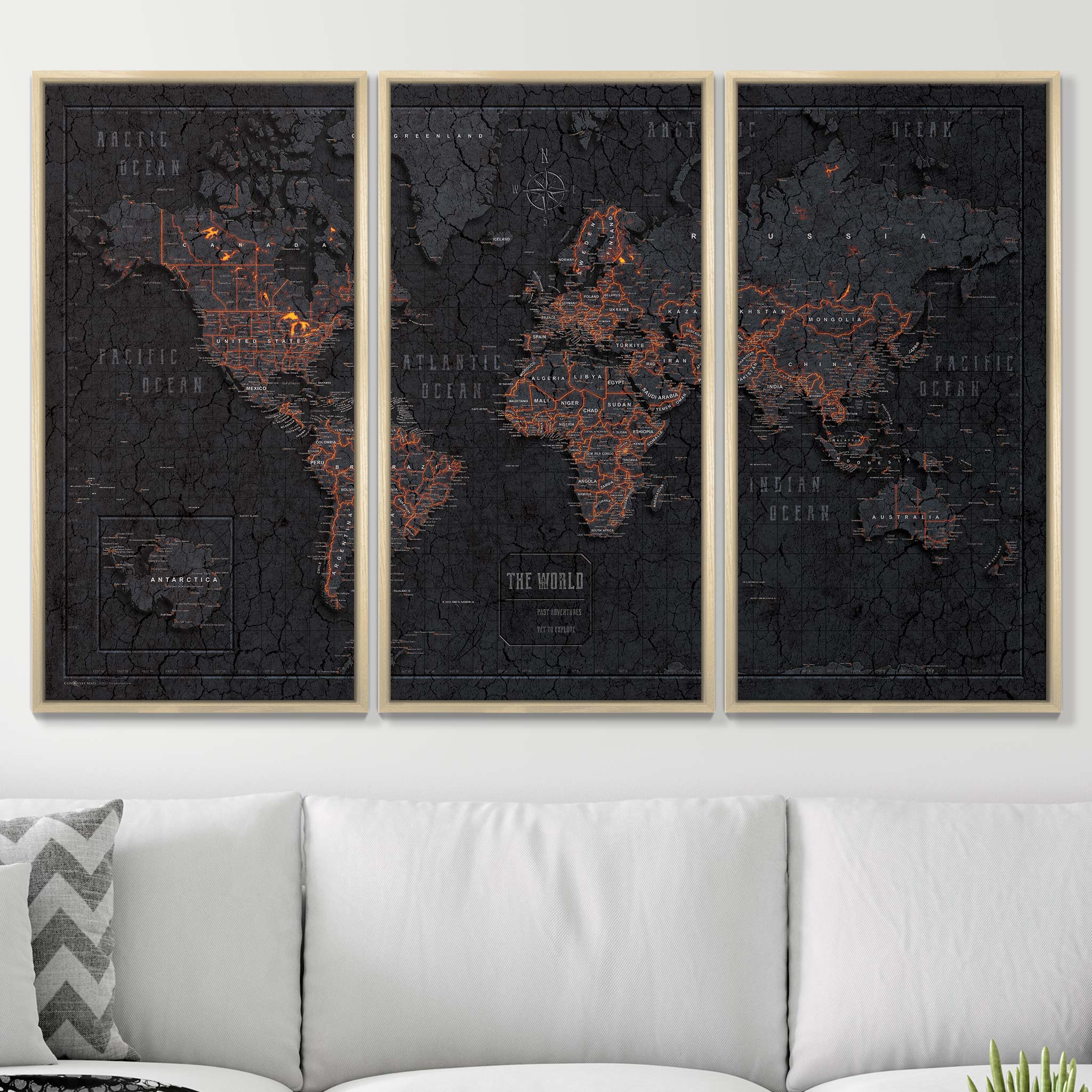 Push Pin World Map (Pin Board) - Obsidian Inferno (Copy) CM Pin Board