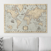 Rustic Vintage - Push Pin World Map Pin Board - Overstock Sale! CM Pin Board