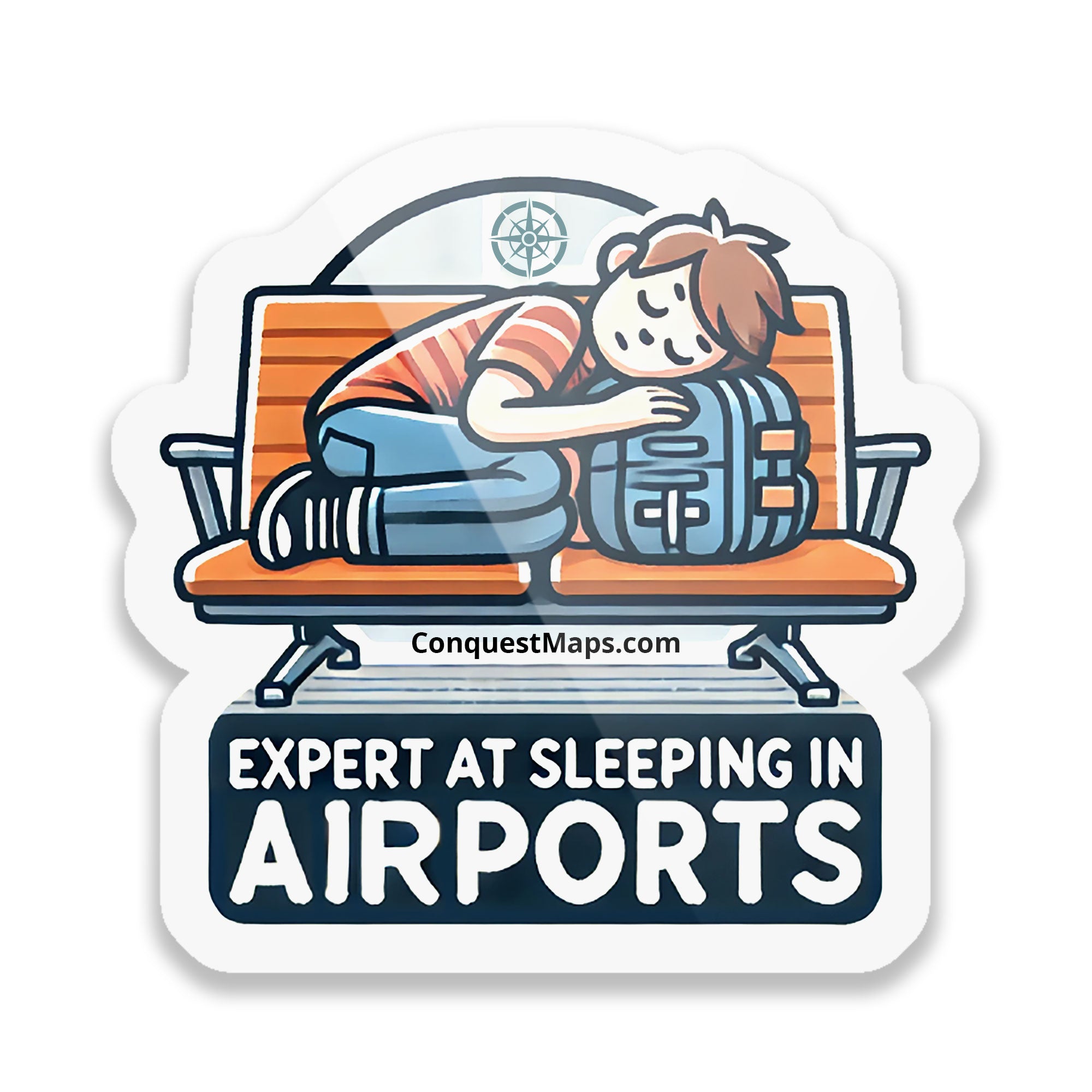 "Expert at Sleeping in Airports" Travel Personality Sticker