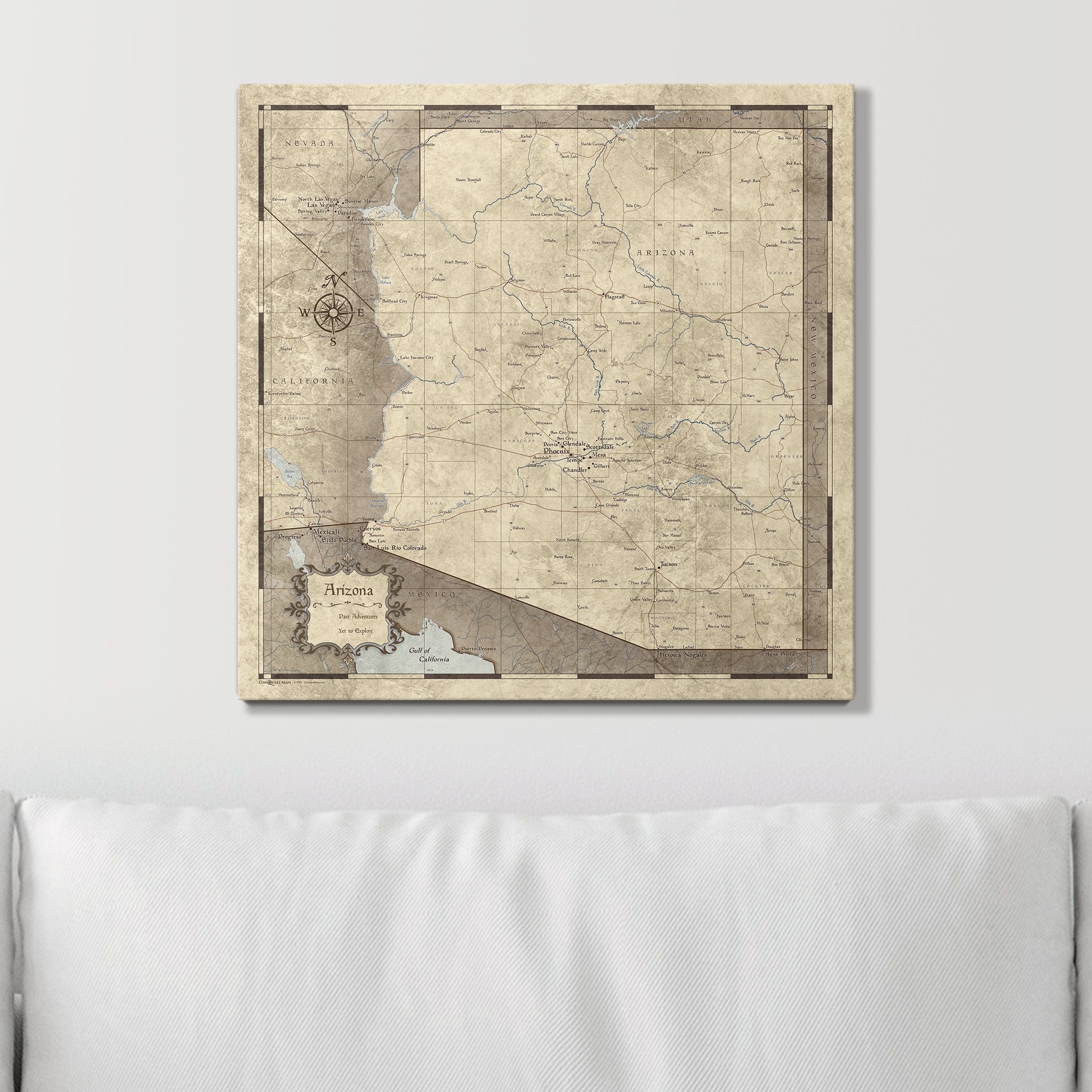 Push Pin Arizona Map (Pin Board) - Rustic Vintage CM Pin Board