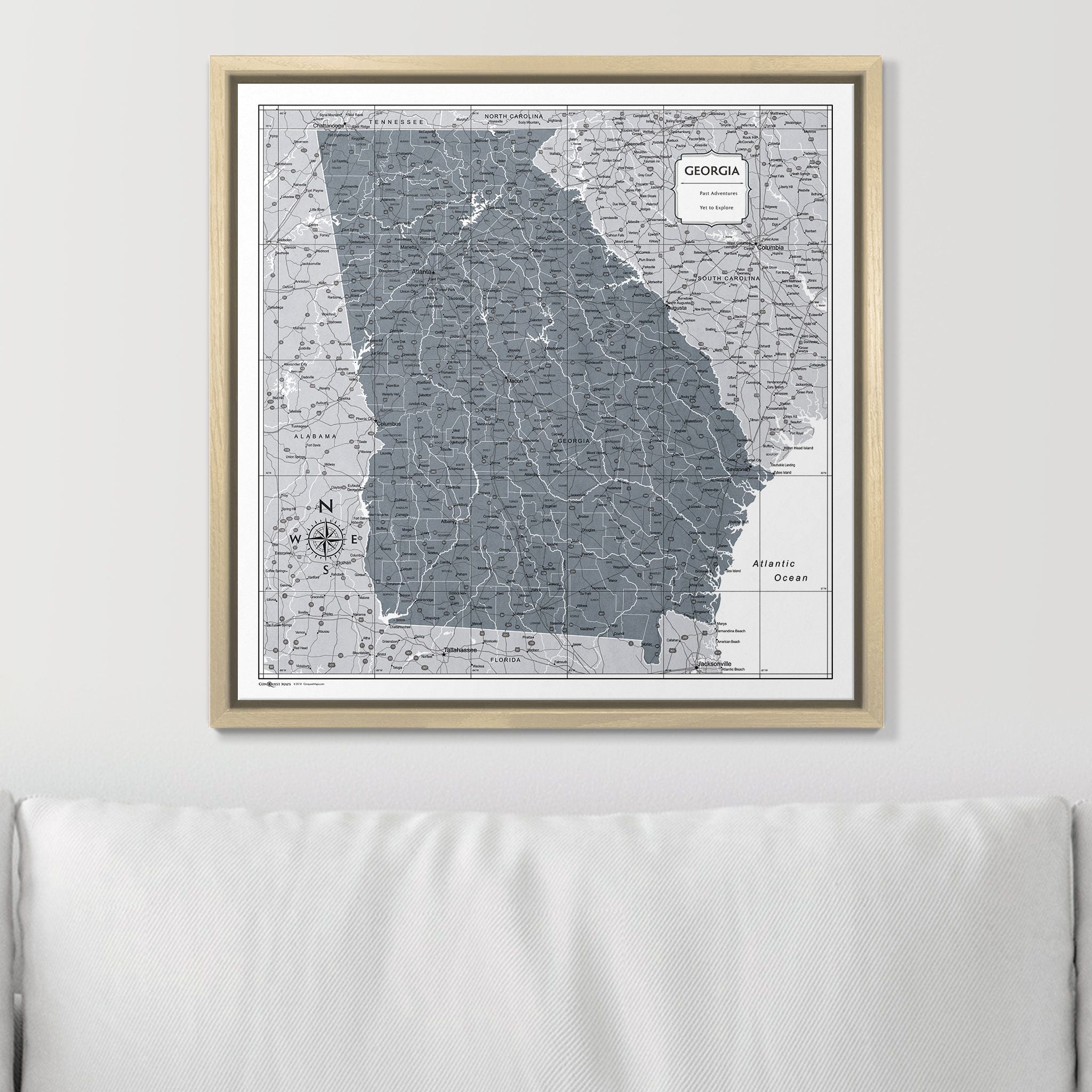 Push Pin Georgia Map (Pin Board) - Dark Gray Color Splash CM Pin Board