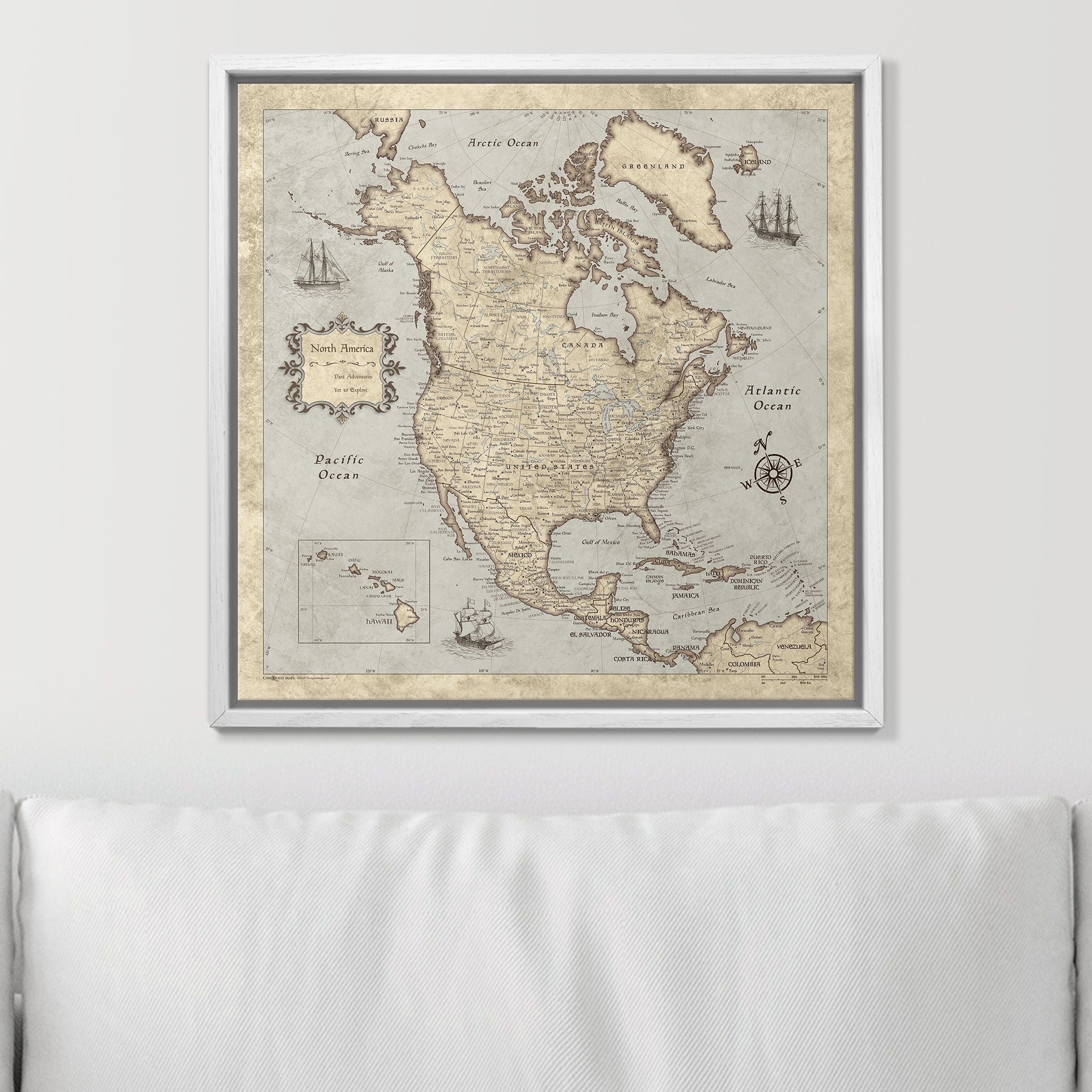 Push Pin North America Map (Pin Board) - Rustic Vintage CM Pin Board