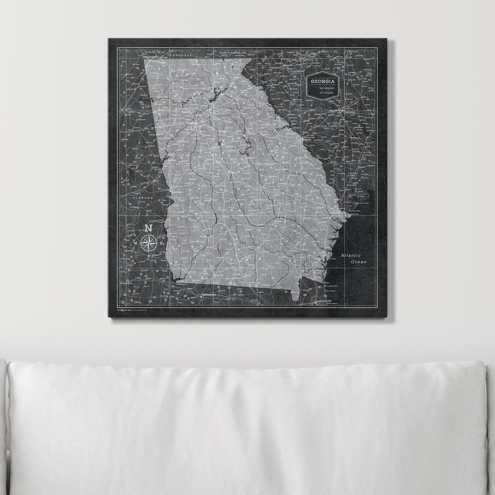 Push Pin Georgia Map (Pin Board) - Modern Slate CM Pin Board