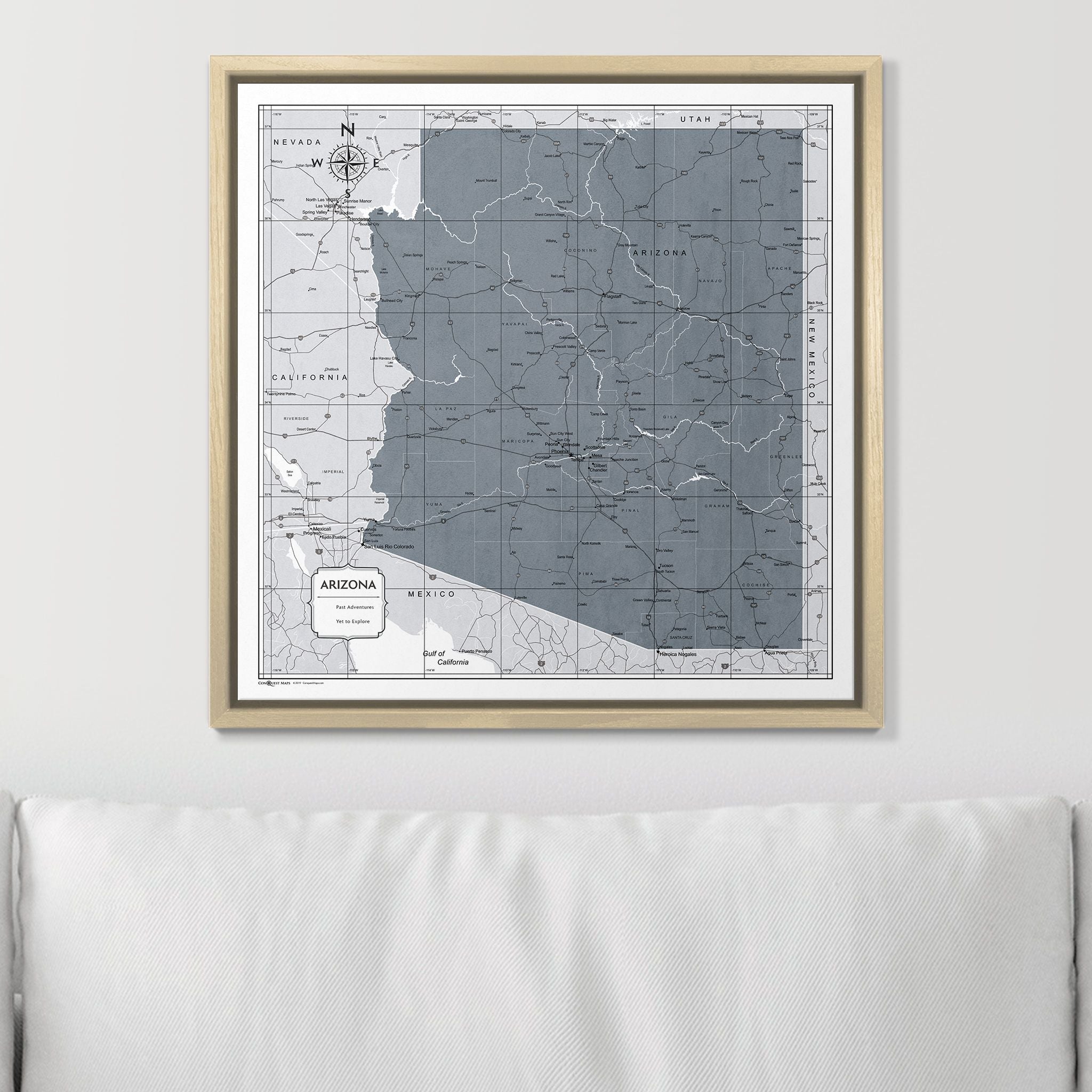 Push Pin Arizona Map (Pin Board) - Dark Gray Color Splash CM Pin Board