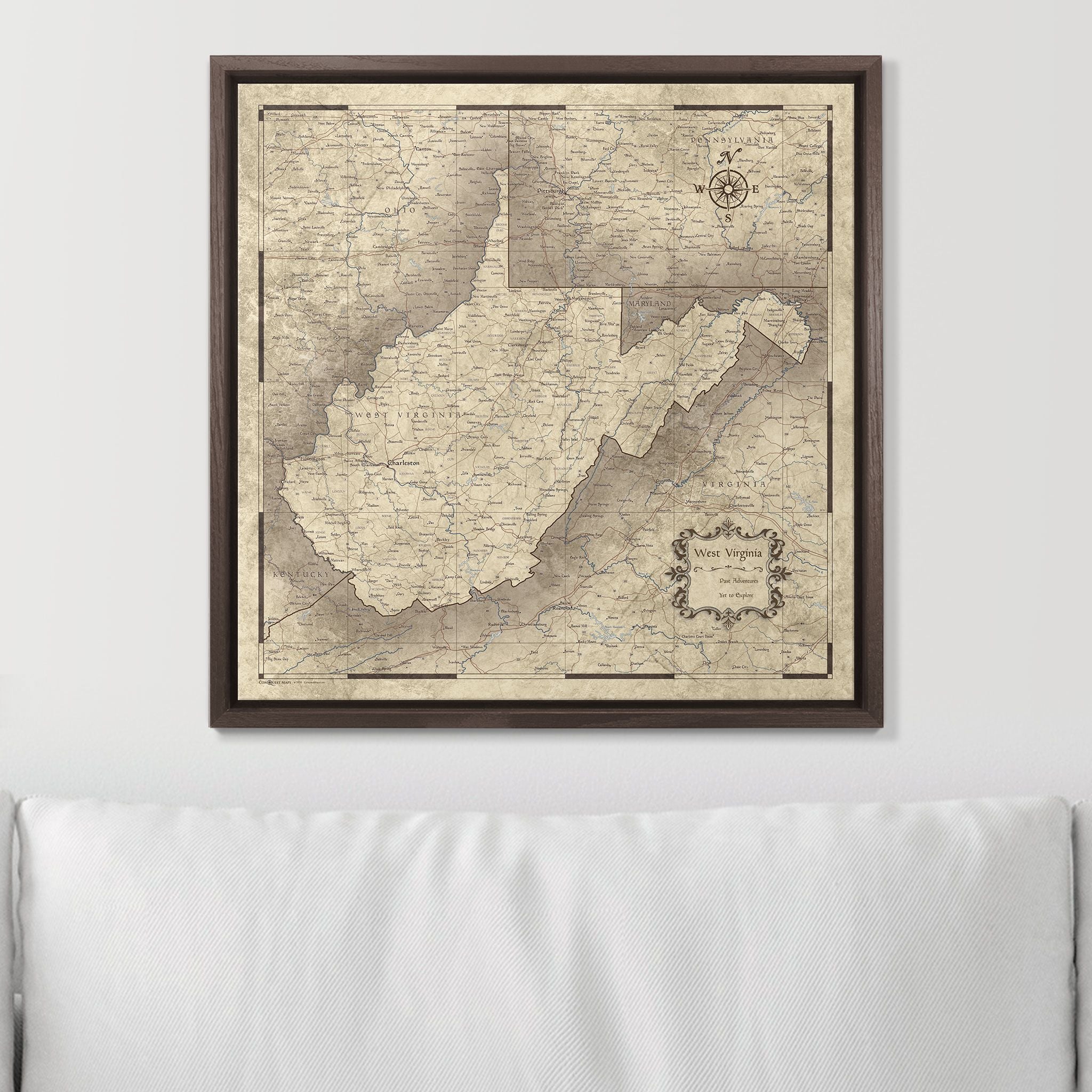 Push Pin West Virginia Map (Pin Board) - Rustic Vintage CM Pin Board