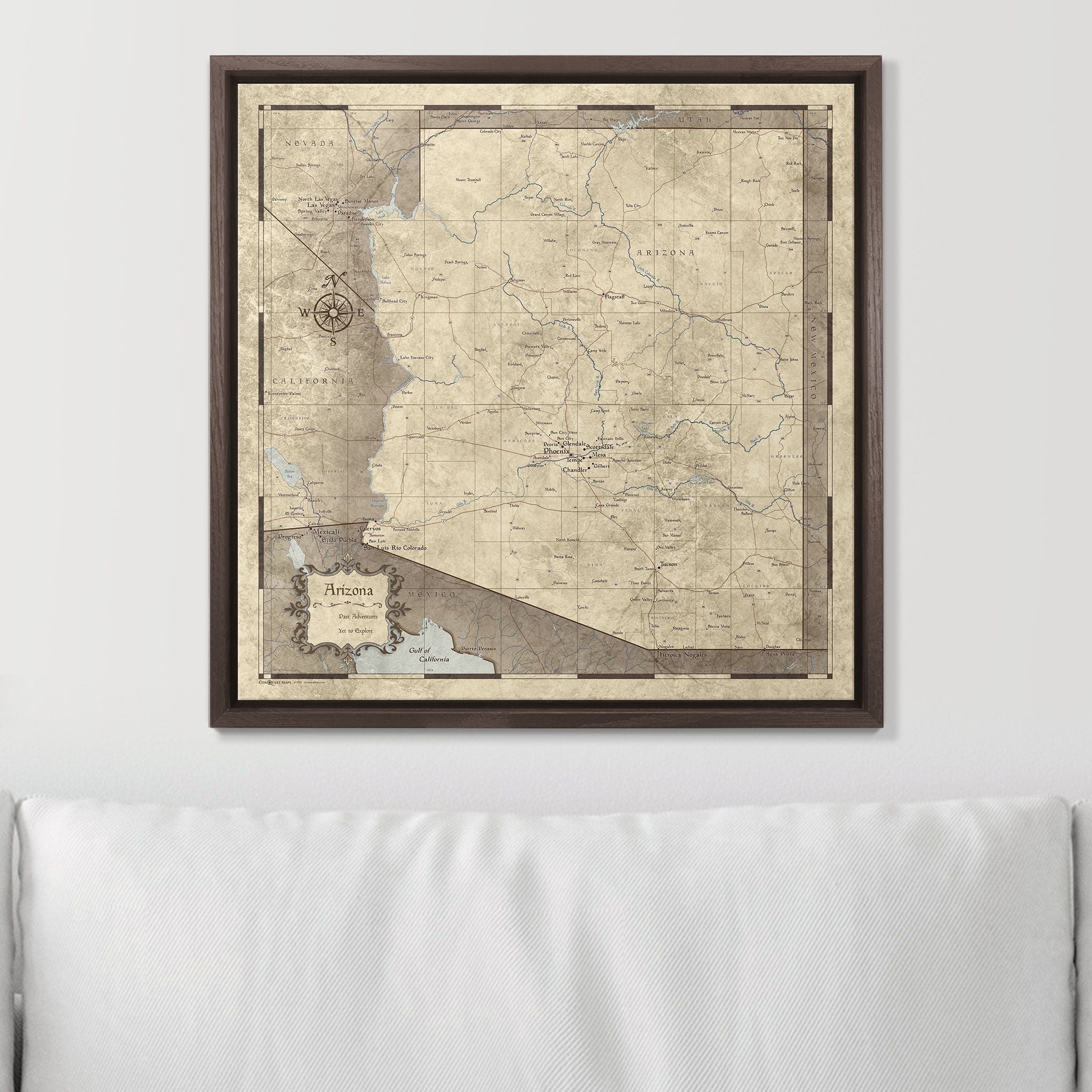 Push Pin Arizona Map (Pin Board) - Rustic Vintage CM Pin Board
