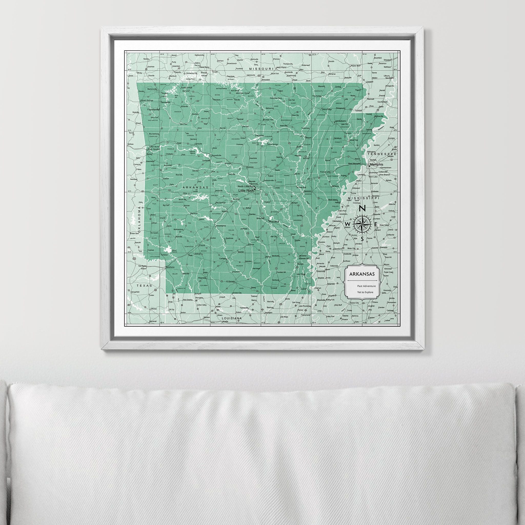 Push Pin Arkansas Map (Pin Board) - Green Color Splash CM Pin Board