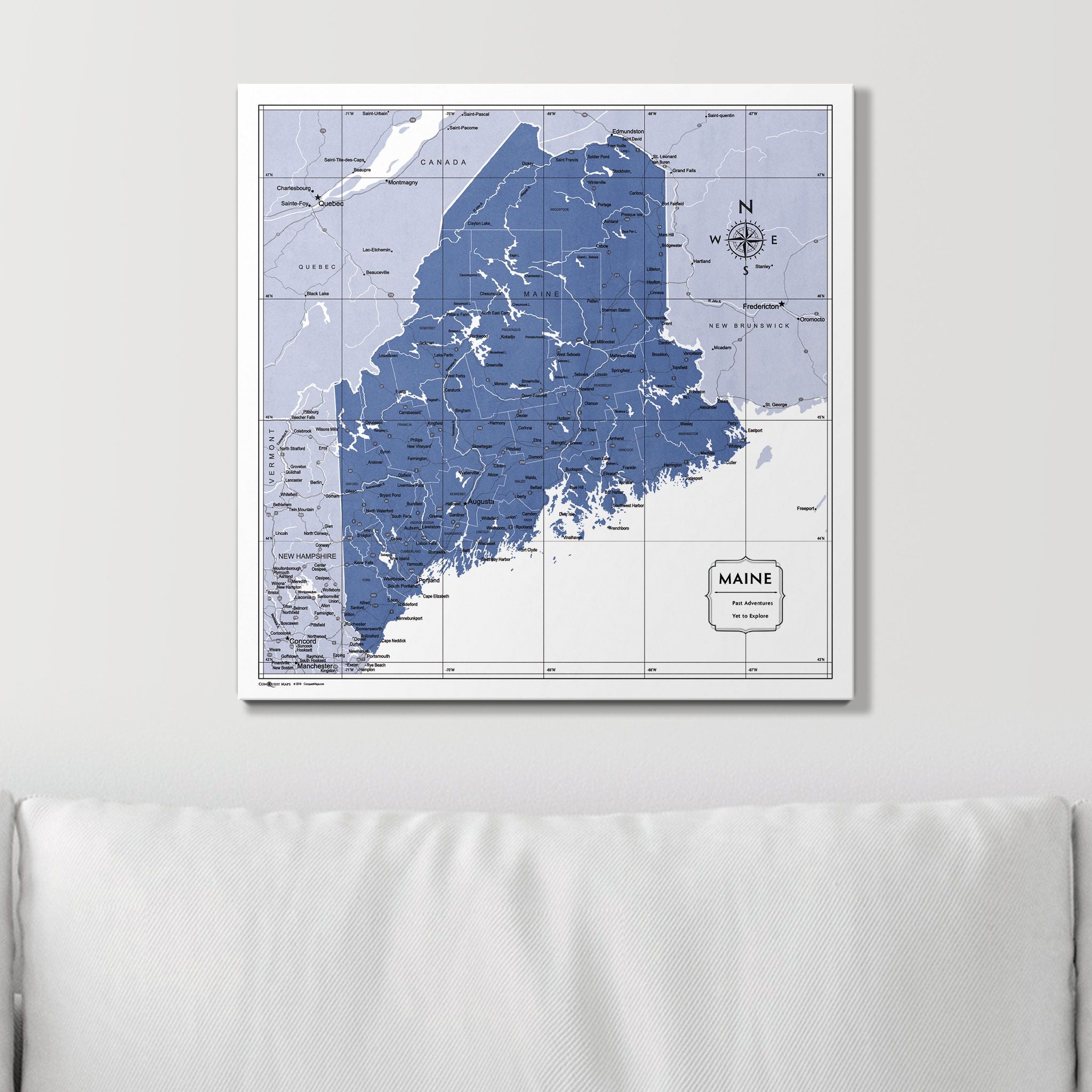 Push Pin Maine Map (Pin Board) - Navy Color Splash CM Pin Board