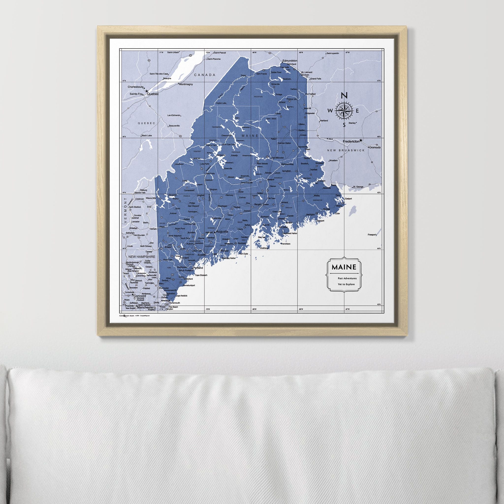 Push Pin Maine Map (Pin Board) - Navy Color Splash CM Pin Board