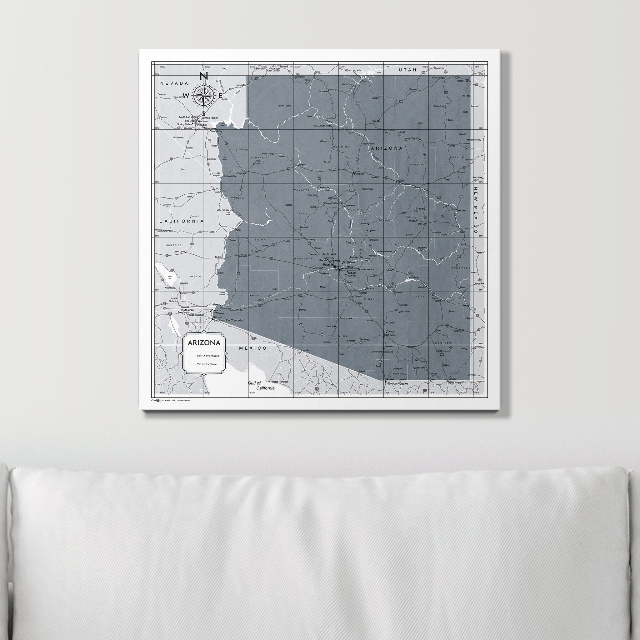 Push Pin Arizona Map (Pin Board) - Dark Gray Color Splash CM Pin Board